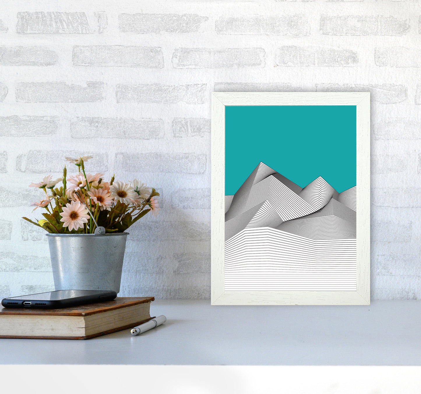 Blue Mountain Art Print by Jason Stanley A4 Oak Frame