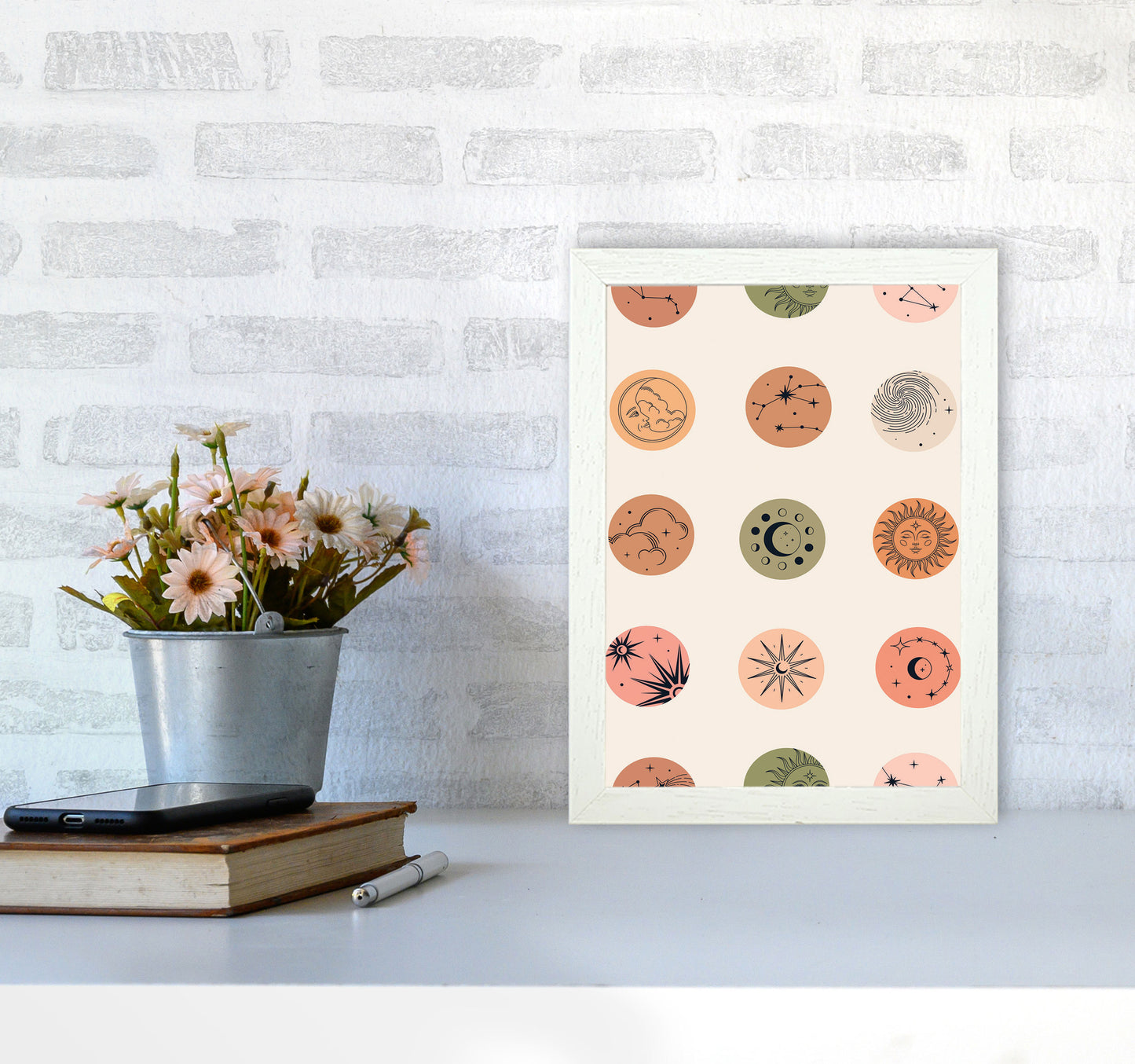 Sun And Moon Art Print by Jason Stanley A4 Oak Frame