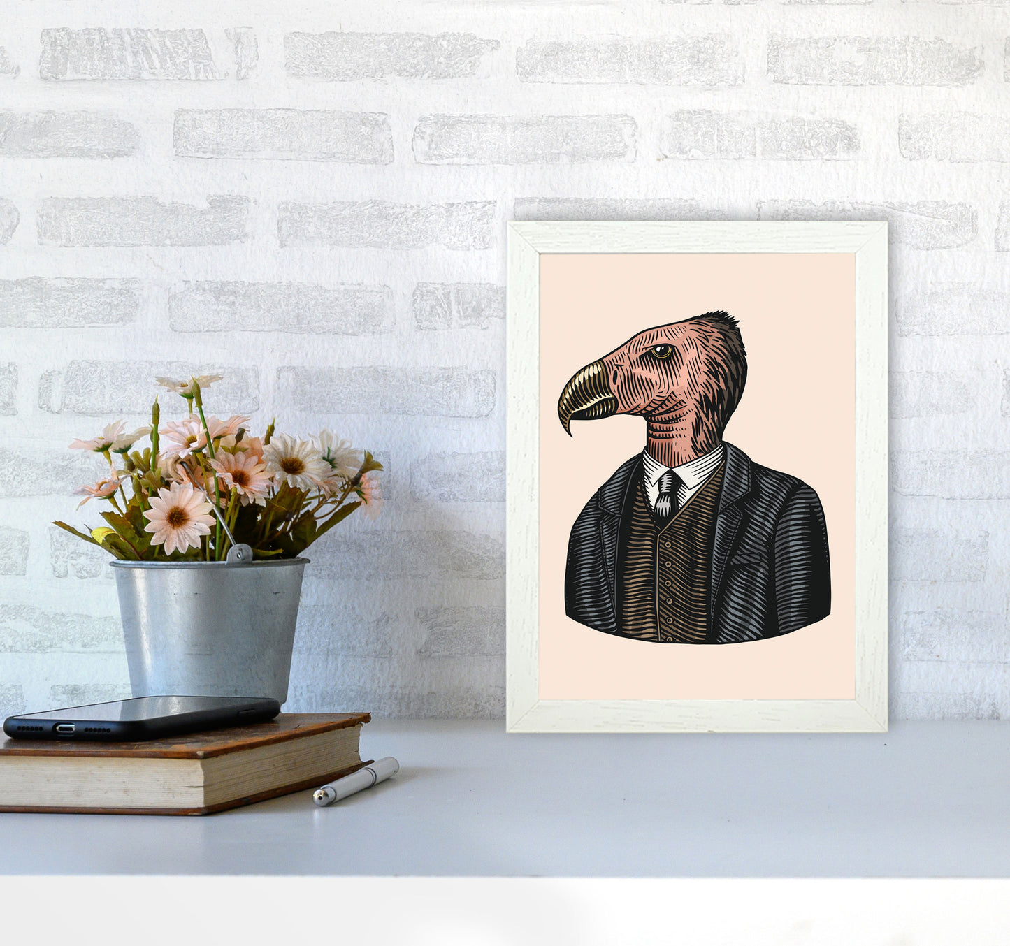 Mr. Condor Art Print by Jason Stanley A4 Oak Frame