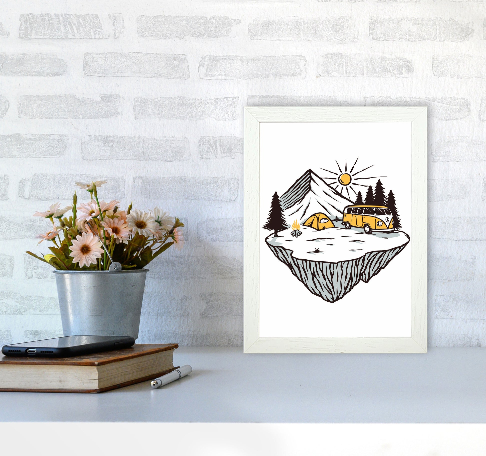 Camp Vibes Art Print by Jason Stanley A4 Oak Frame