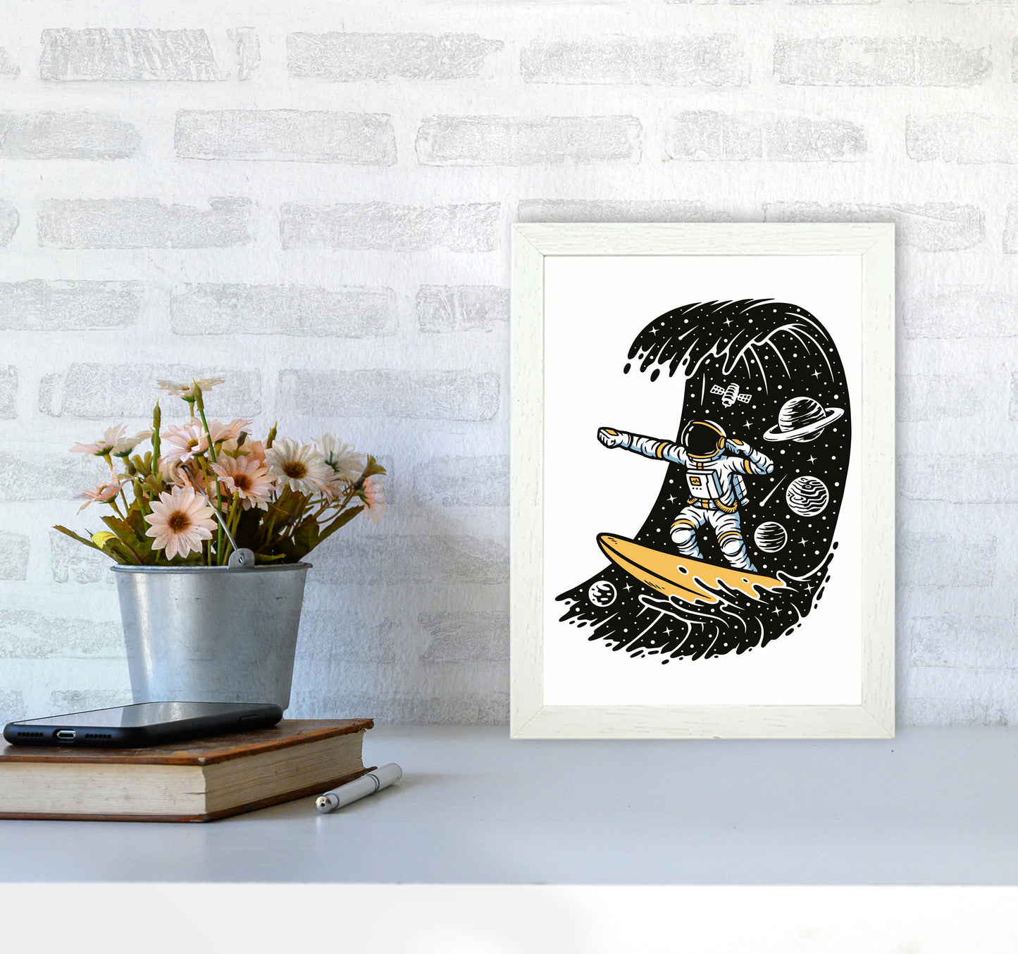 Surf's Up Art Print by Jason Stanley A4 Oak Frame