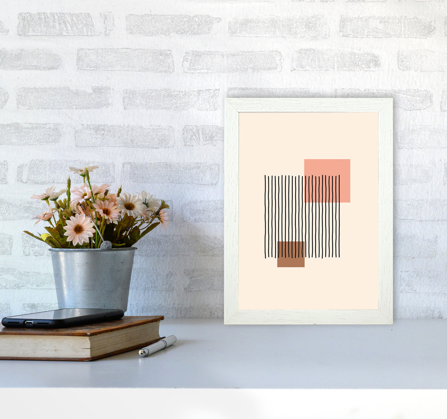 Geometric Abstract Shapes IIII Art Print by Jason Stanley A4 Oak Frame