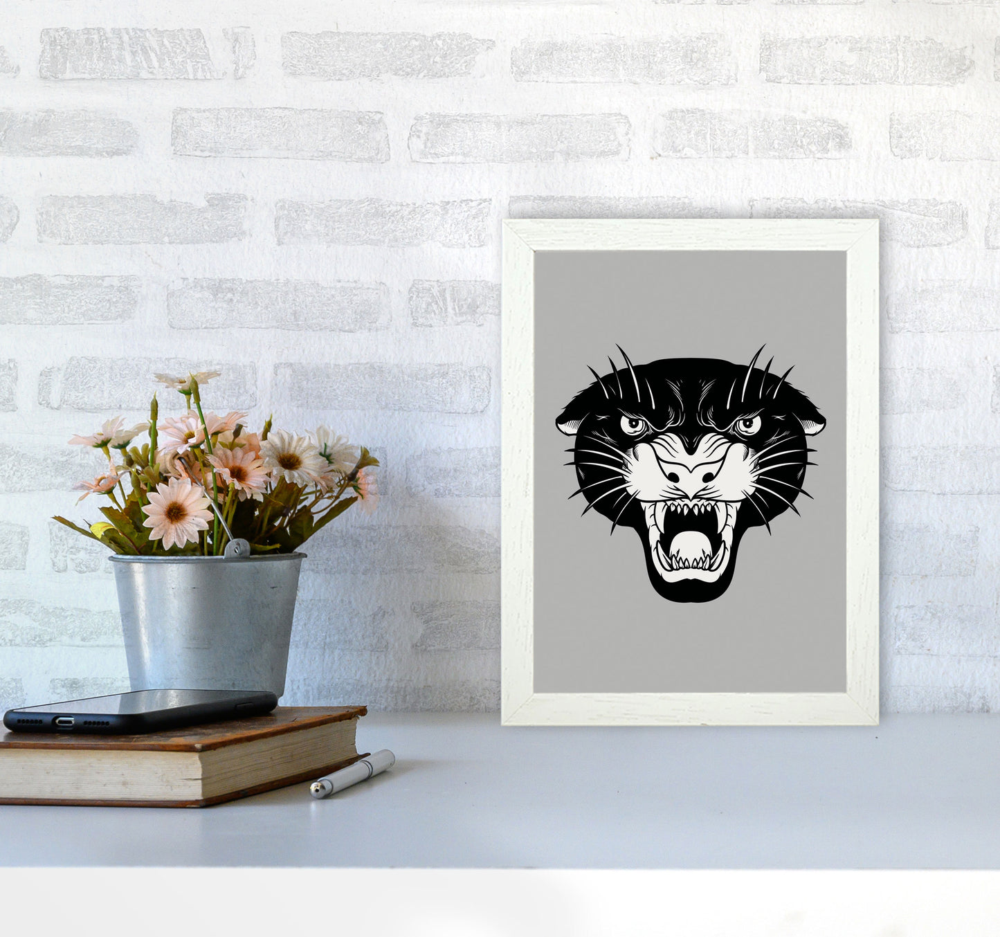 Vintage Panther Art Print by Jason Stanley A4 Oak Frame