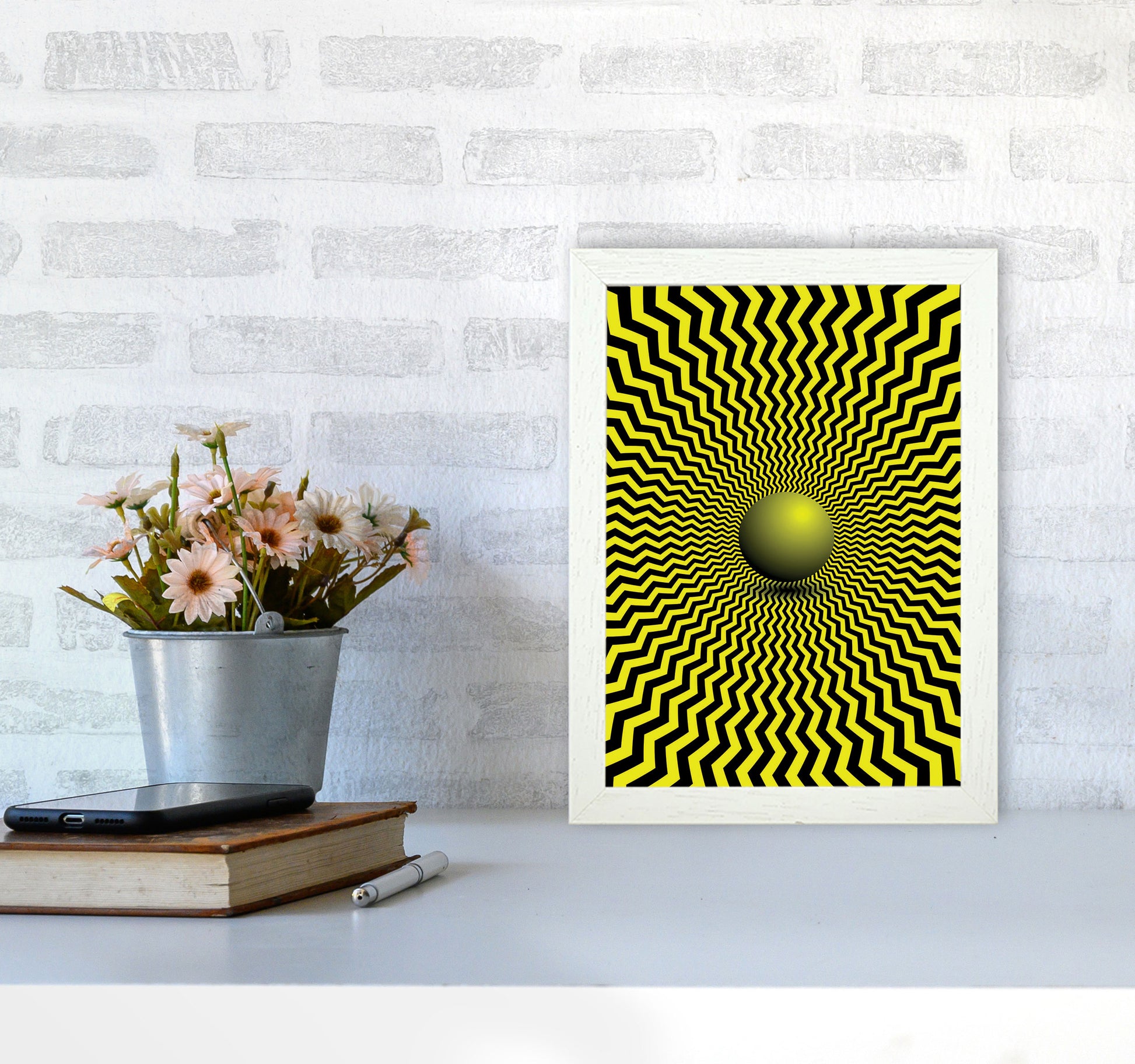 Optical Illusion Art Print by Jason Stanley A4 Oak Frame