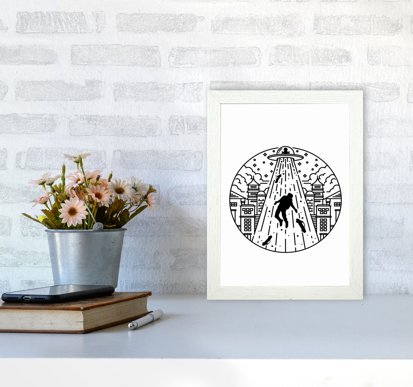 Alien Invasion Art Print by Jason Stanley A4 Oak Frame