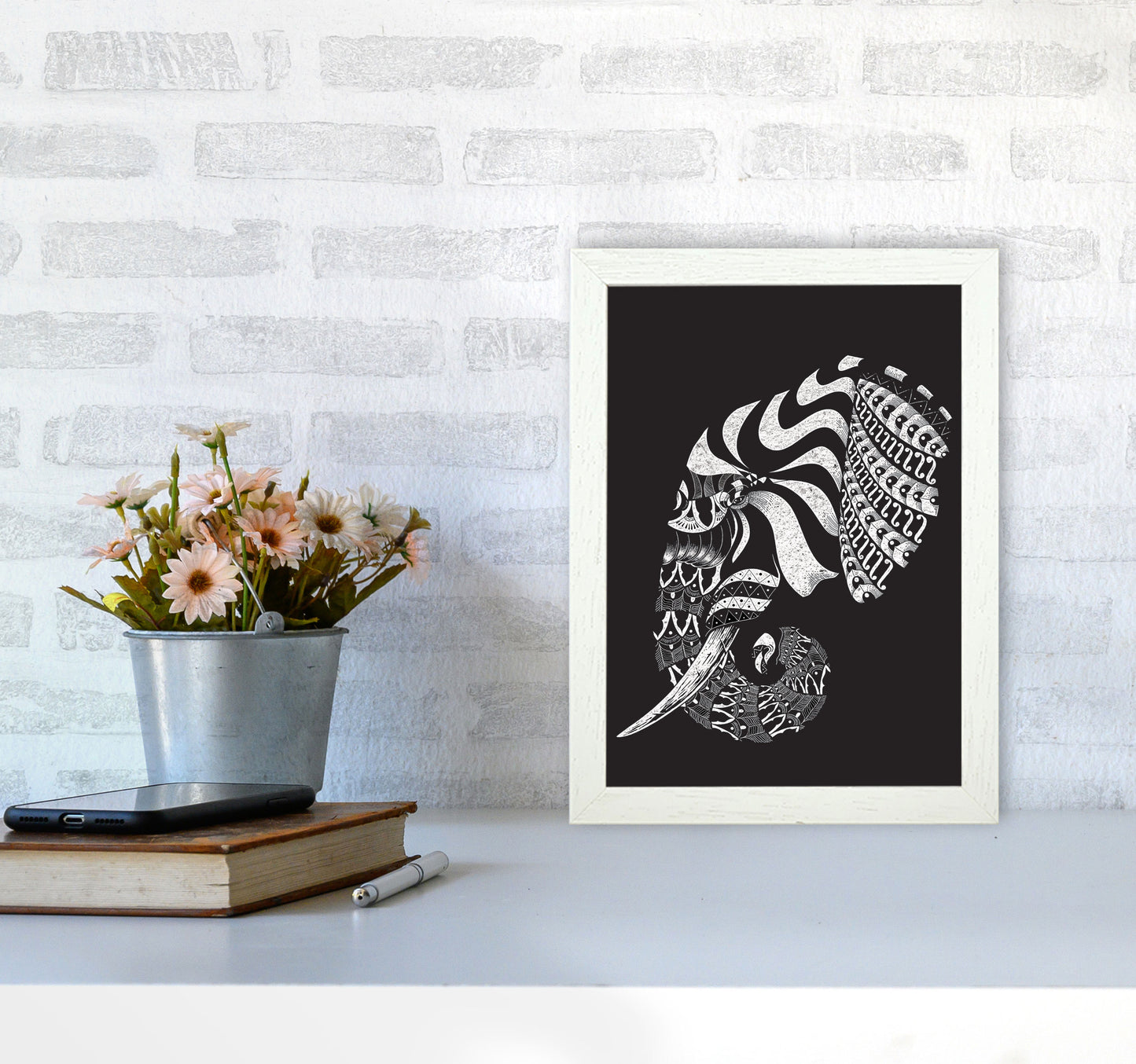 Ornate Elephant II Art Print by Jason Stanley A4 Oak Frame