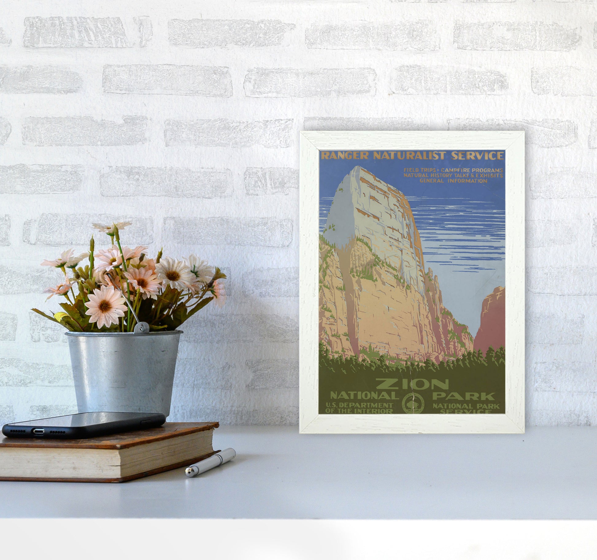 Zion National Park Art Print by Jason Stanley A4 Oak Frame