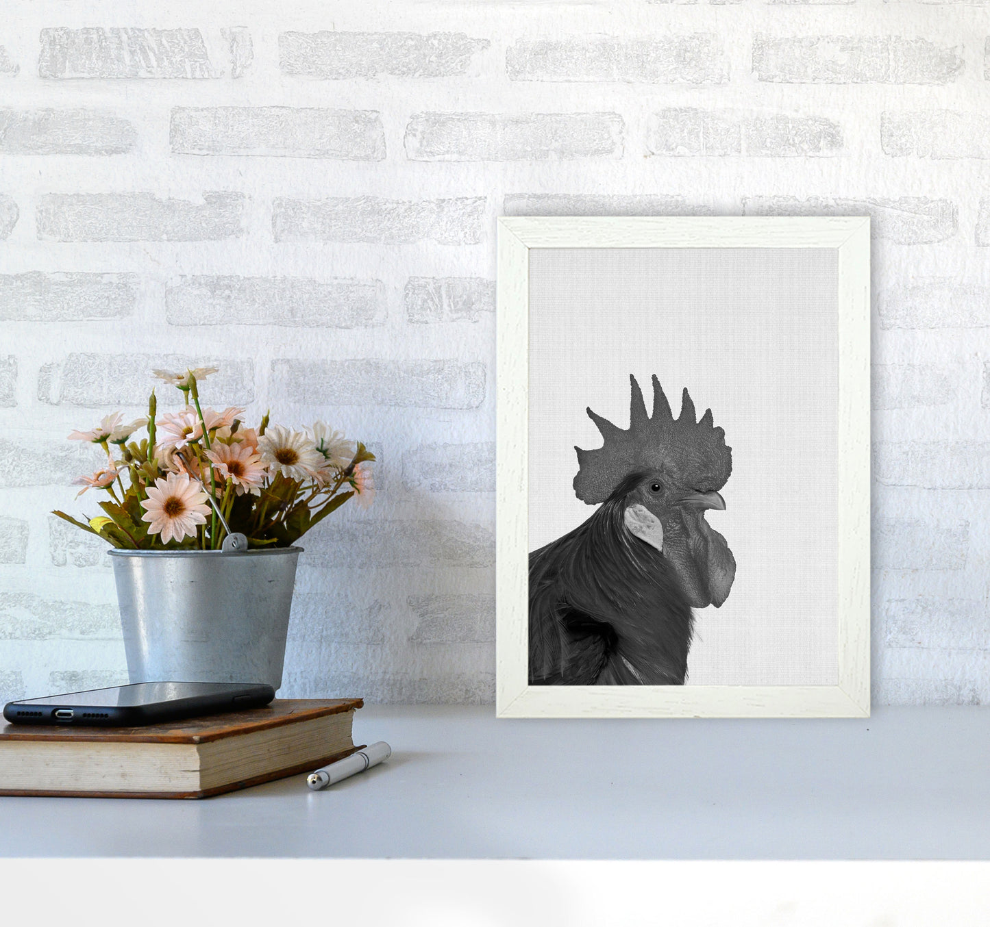 Cock A Doodle Doo Art Print by Jason Stanley A4 Oak Frame