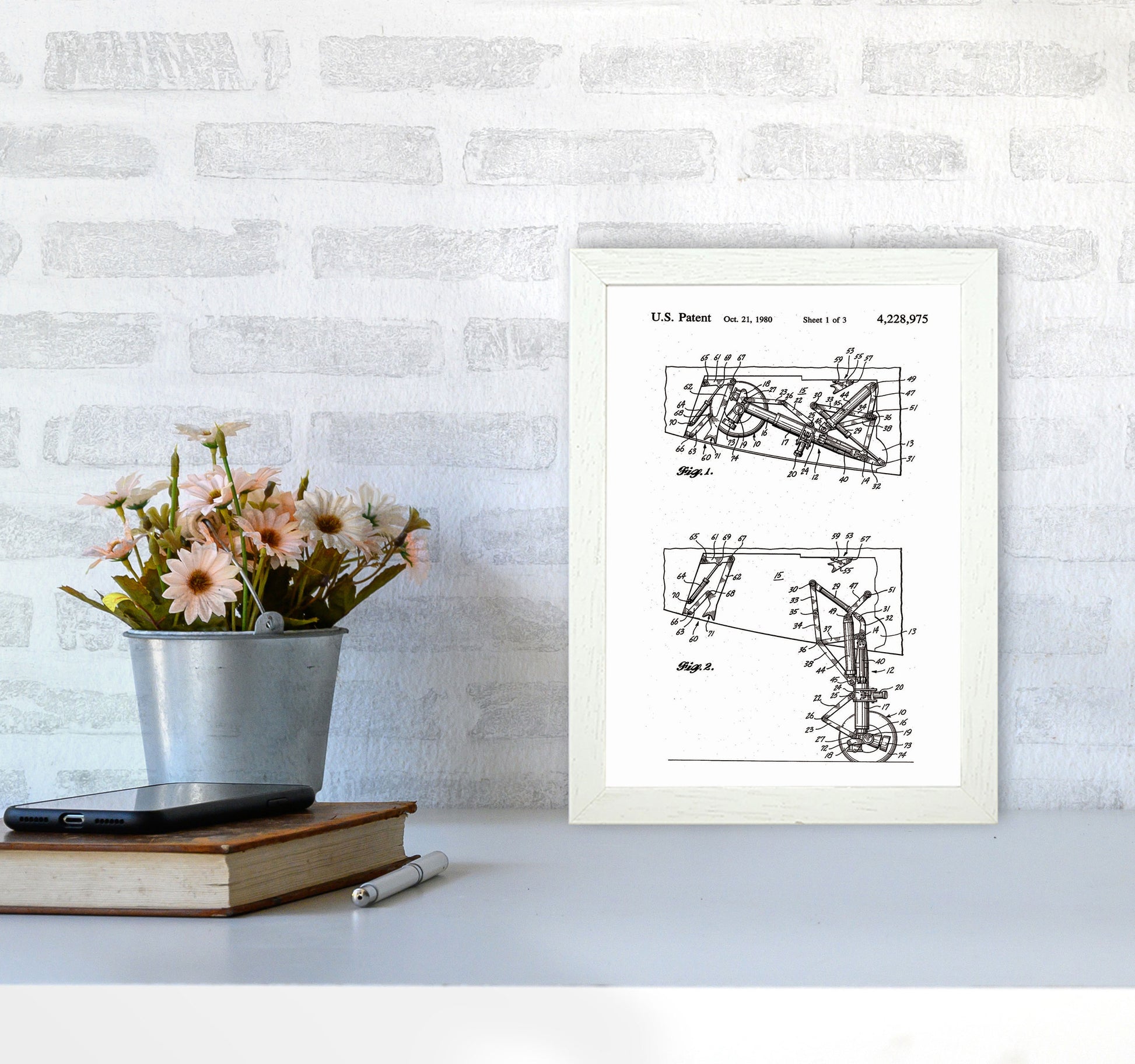 Airplane Landing Gear Patent Art Print by Jason Stanley A4 Oak Frame