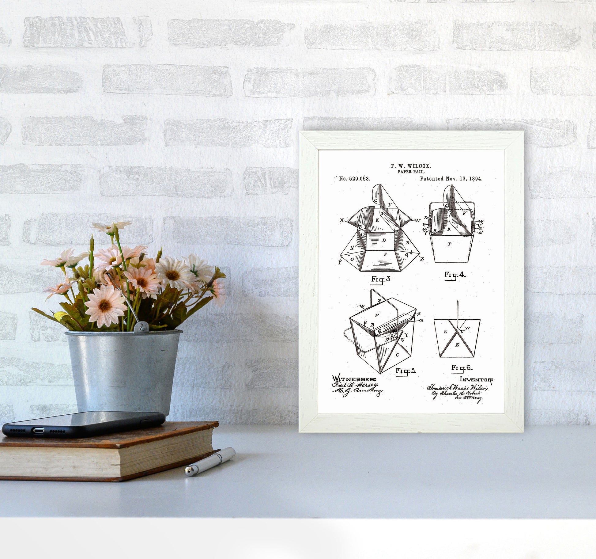 Chinese Take Out Box Patent Art Print by Jason Stanley A4 Oak Frame
