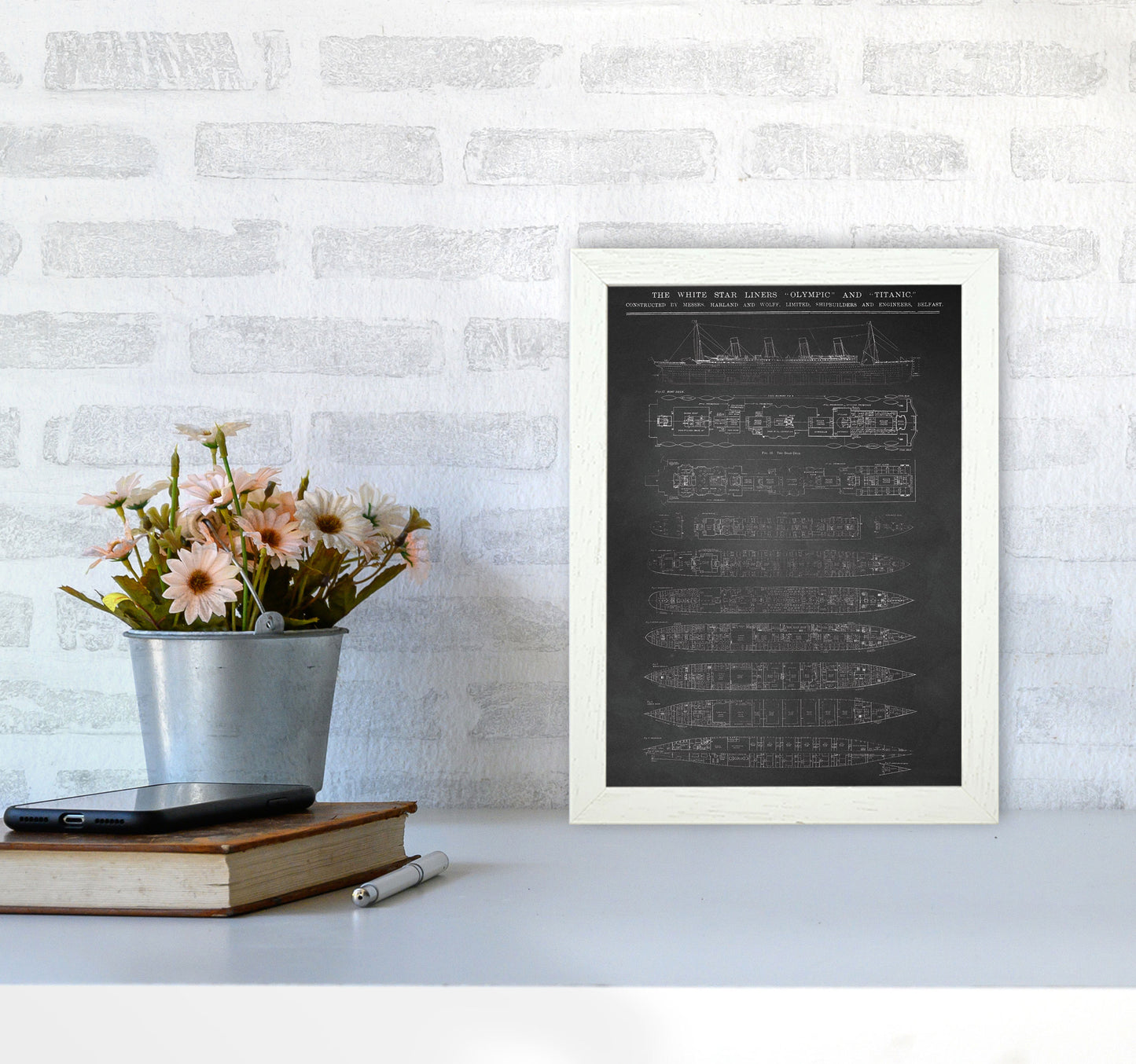 Titanic Patent- Chalkboard Art Print by Jason Stanley A4 Oak Frame