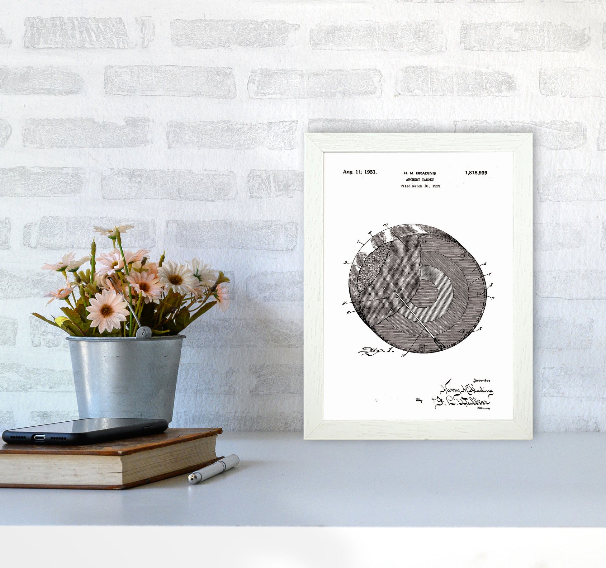 Archery Target Patent Art Print by Jason Stanley A4 Oak Frame