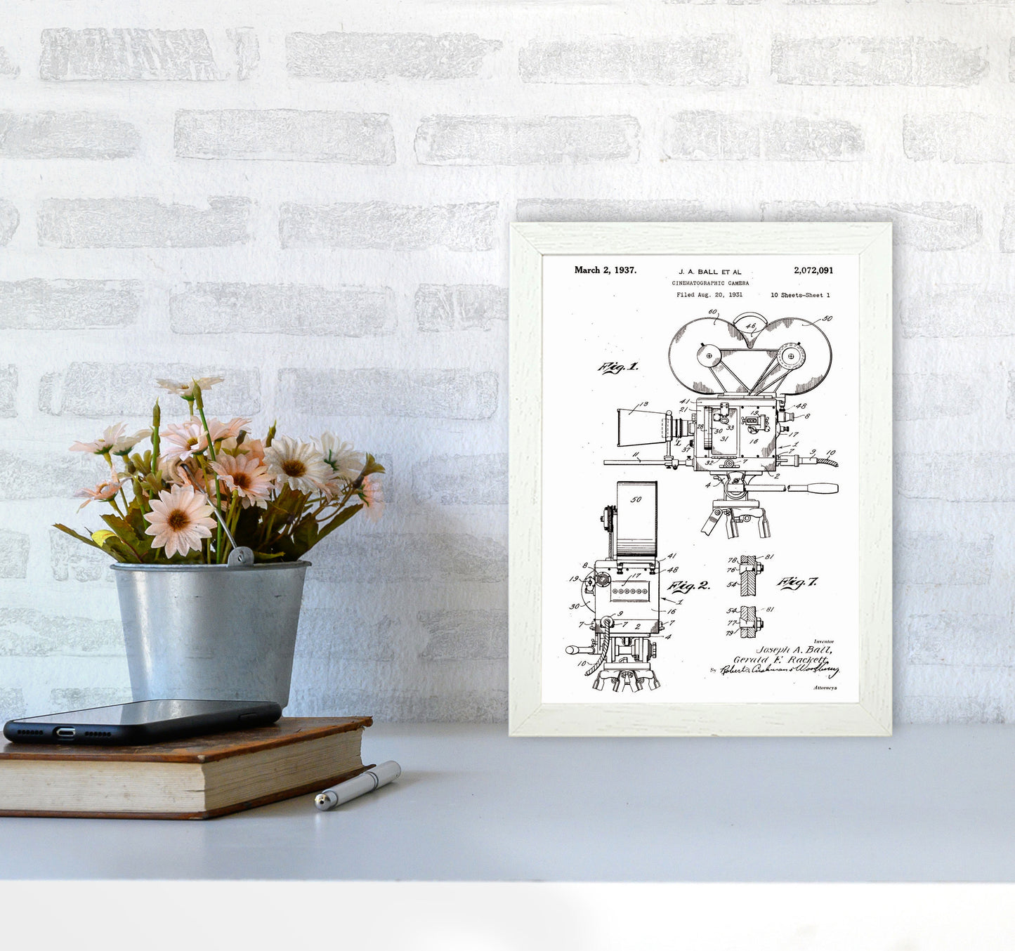 Cinema Camera Patent Art Print by Jason Stanley A4 Oak Frame
