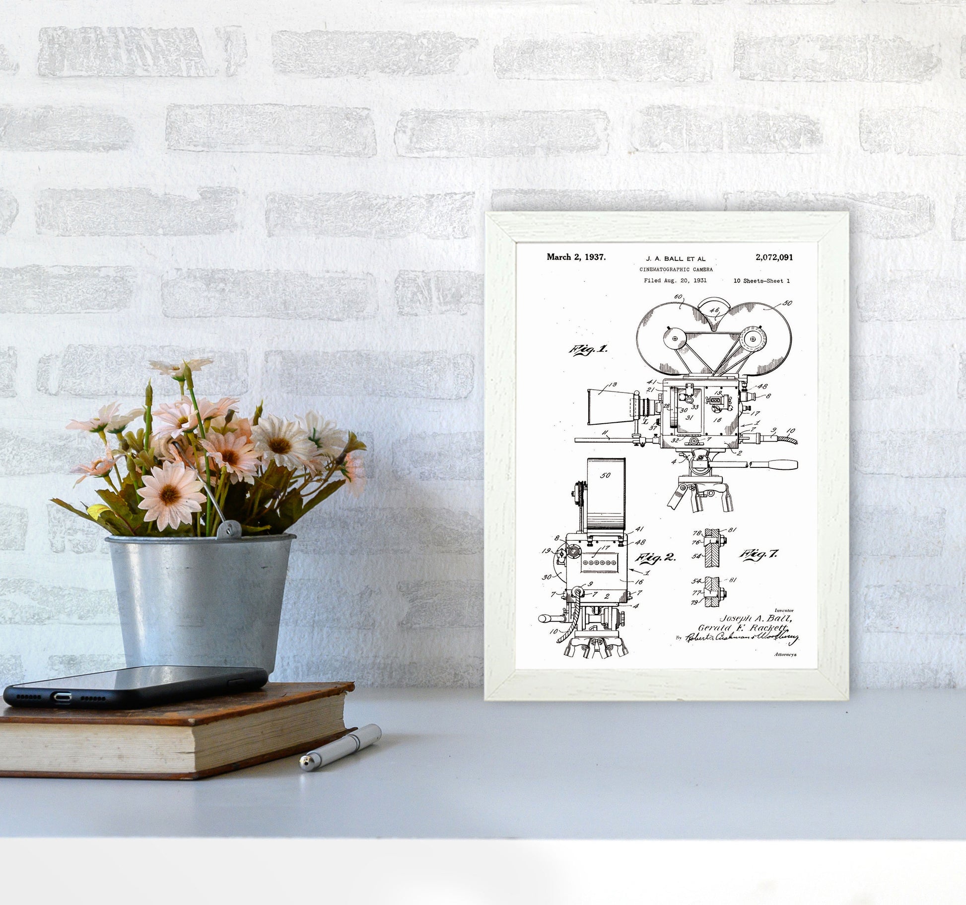 Cinema Camera Patent Art Print by Jason Stanley A4 Oak Frame