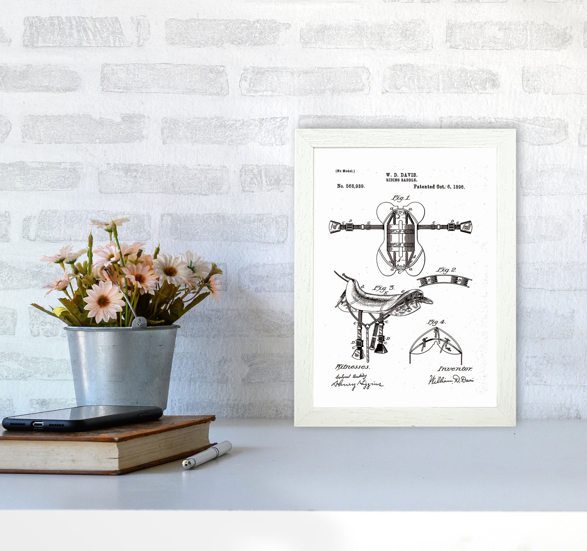 Riding Saddle Patent Art Print by Jason Stanley A4 Oak Frame