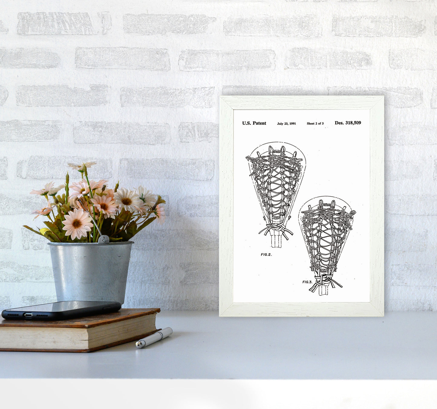 Lacross Stick Patent Art Print by Jason Stanley A4 Oak Frame