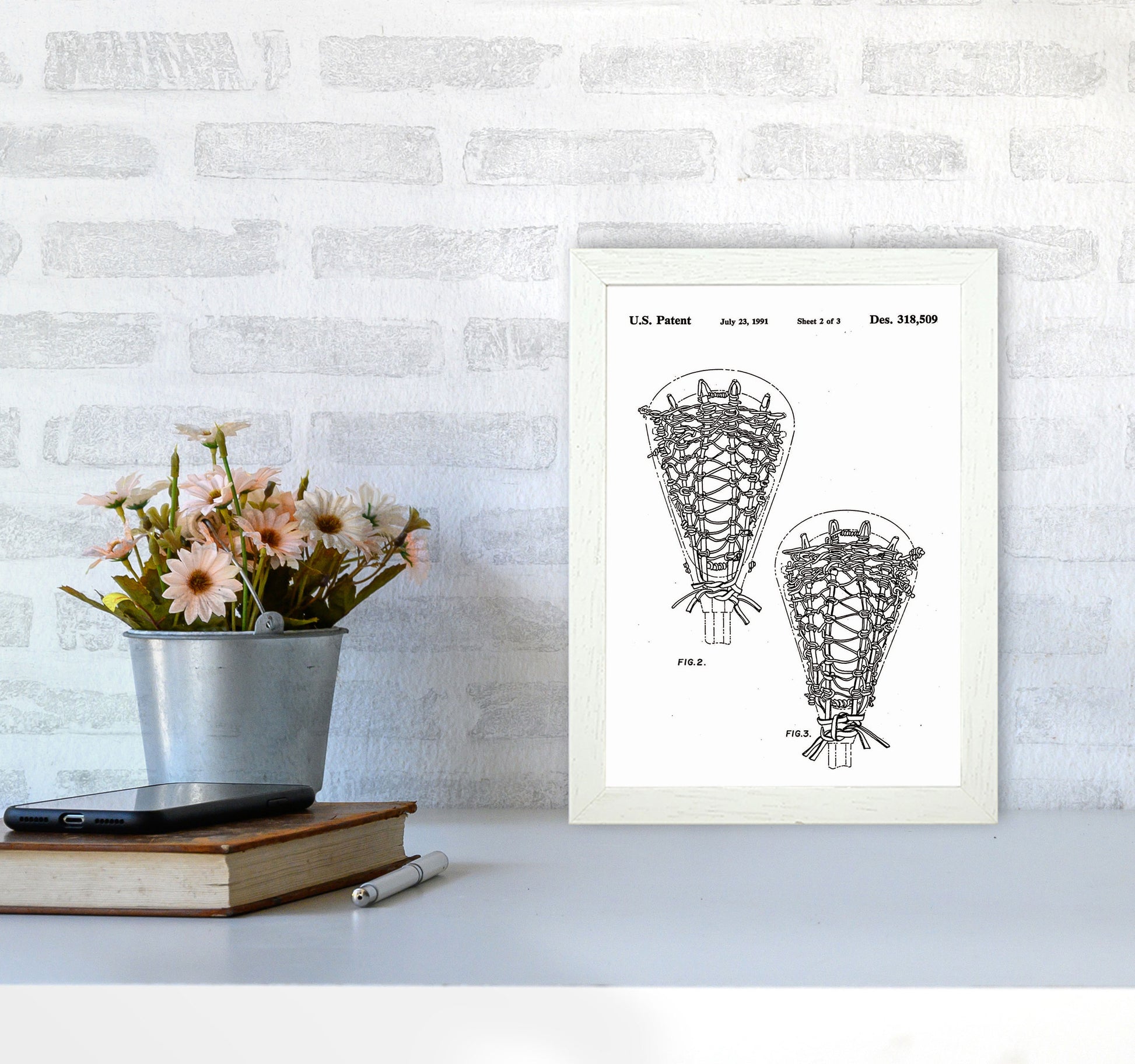 Lacross Stick Patent Art Print by Jason Stanley A4 Oak Frame