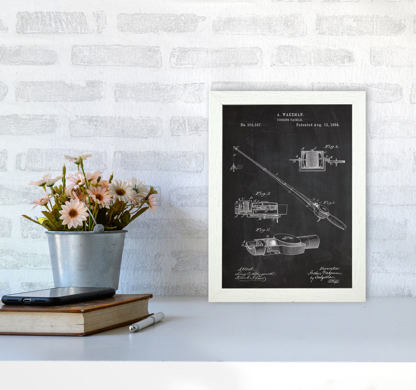 Fishing Rod Patent Art Print by Jason Stanley A4 Oak Frame