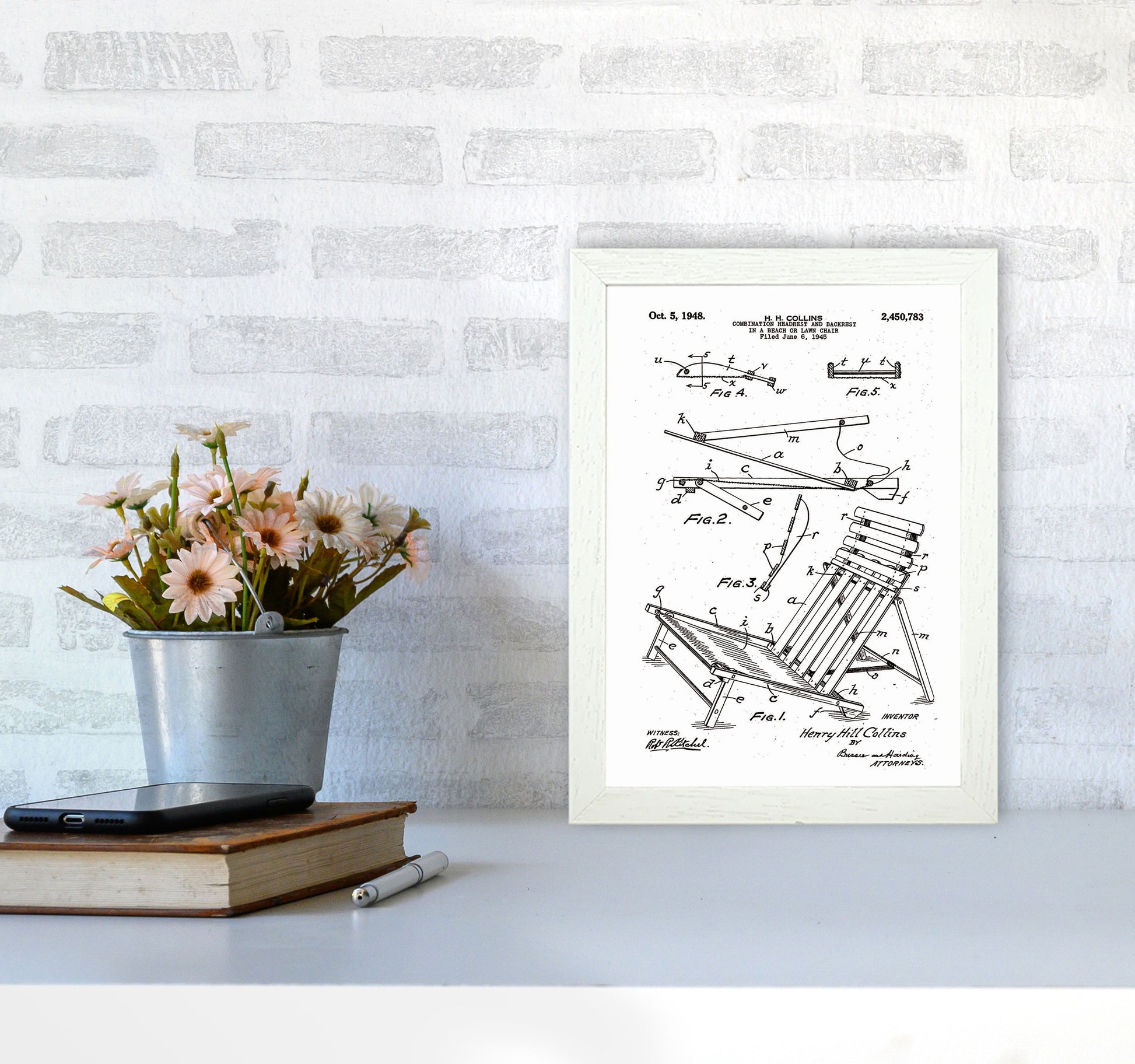 Beach Chair Patent Art Print by Jason Stanley A4 Oak Frame