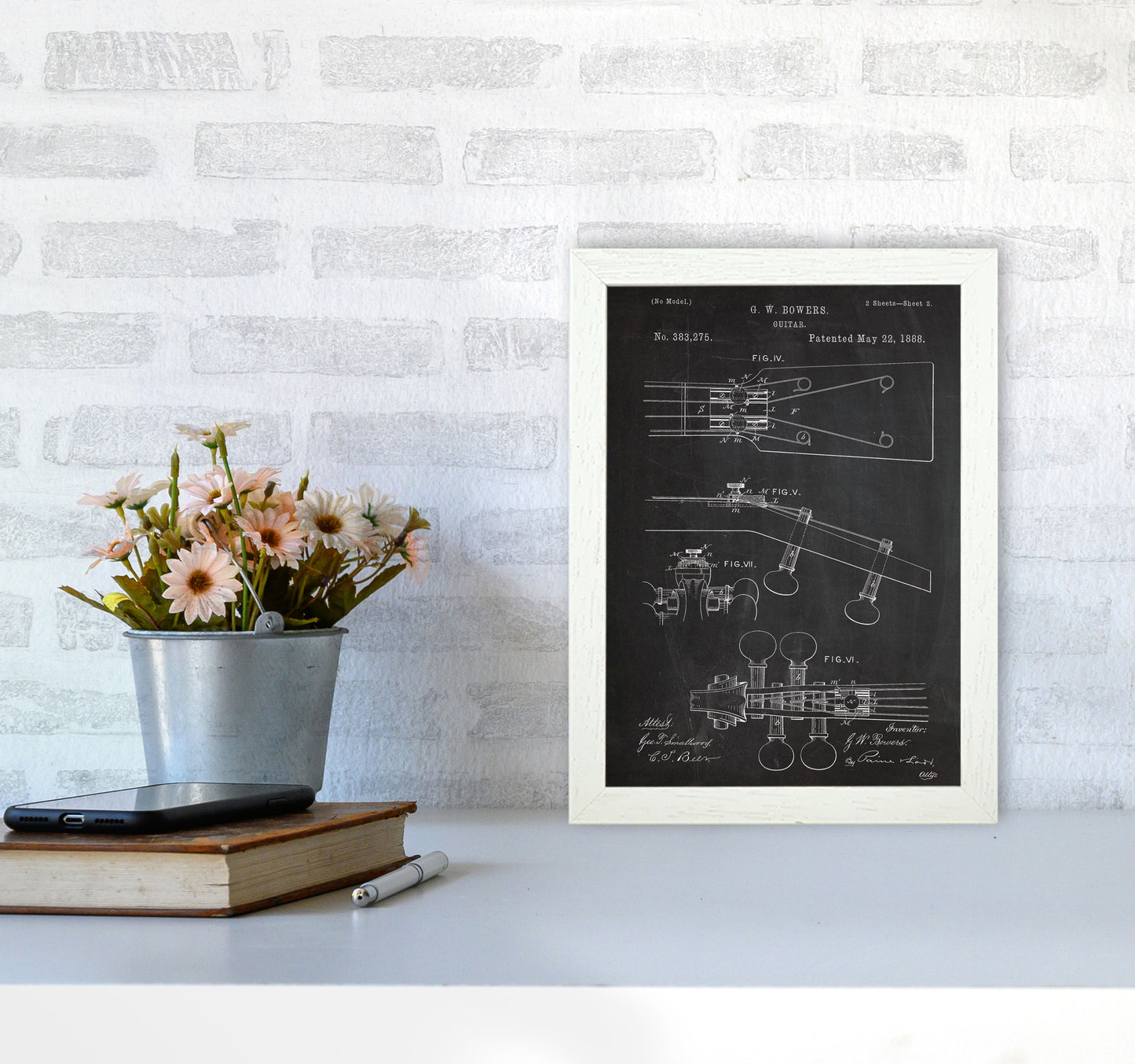Guitar Neck Patent Art Print by Jason Stanley A4 Oak Frame