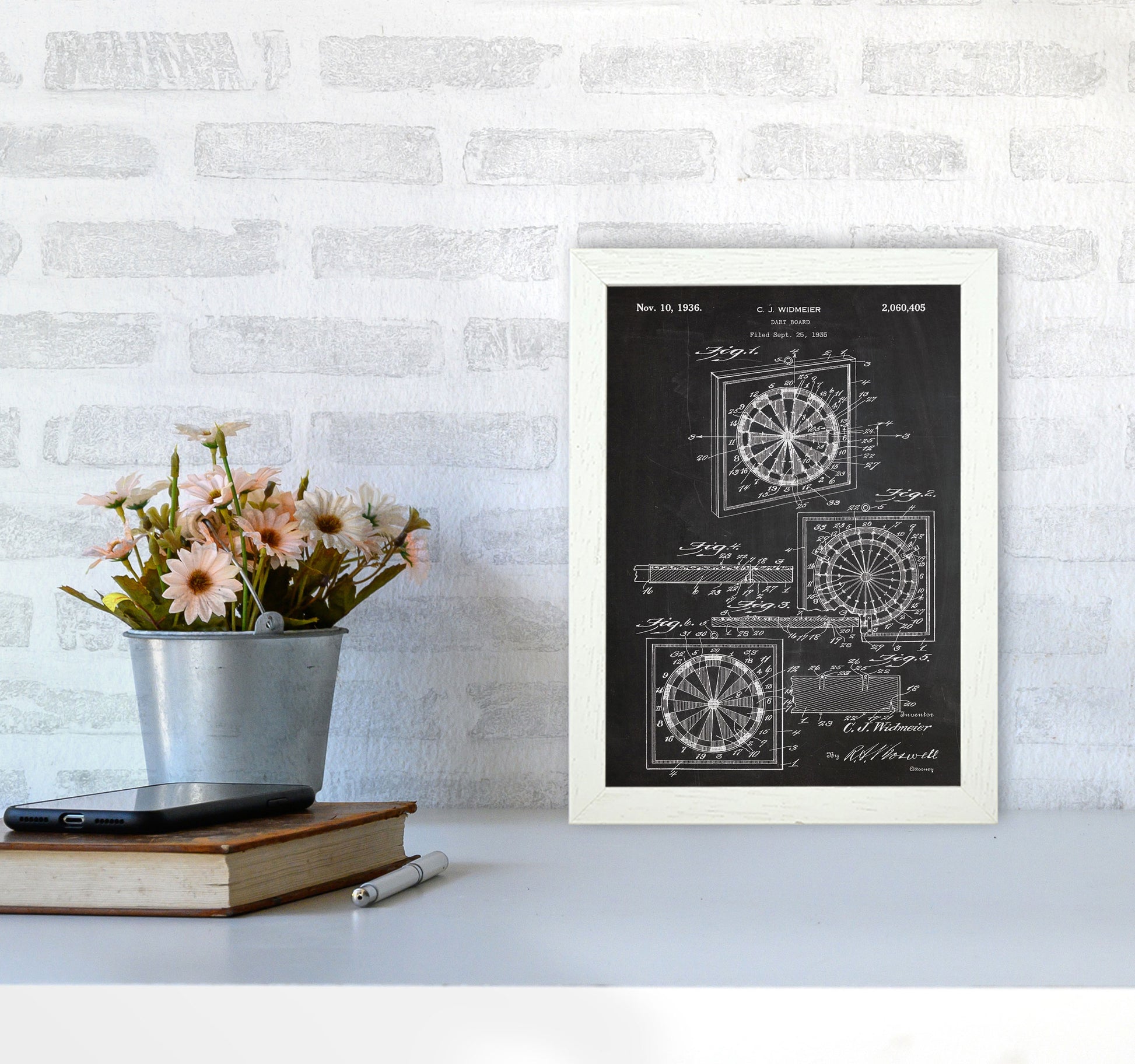 Dart Board Patent Art Print by Jason Stanley A4 Oak Frame
