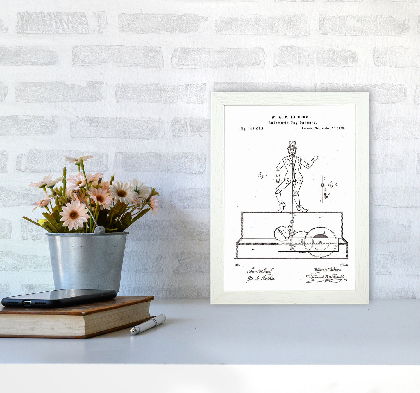 Toy Dancer Patent Art Print by Jason Stanley A4 Oak Frame