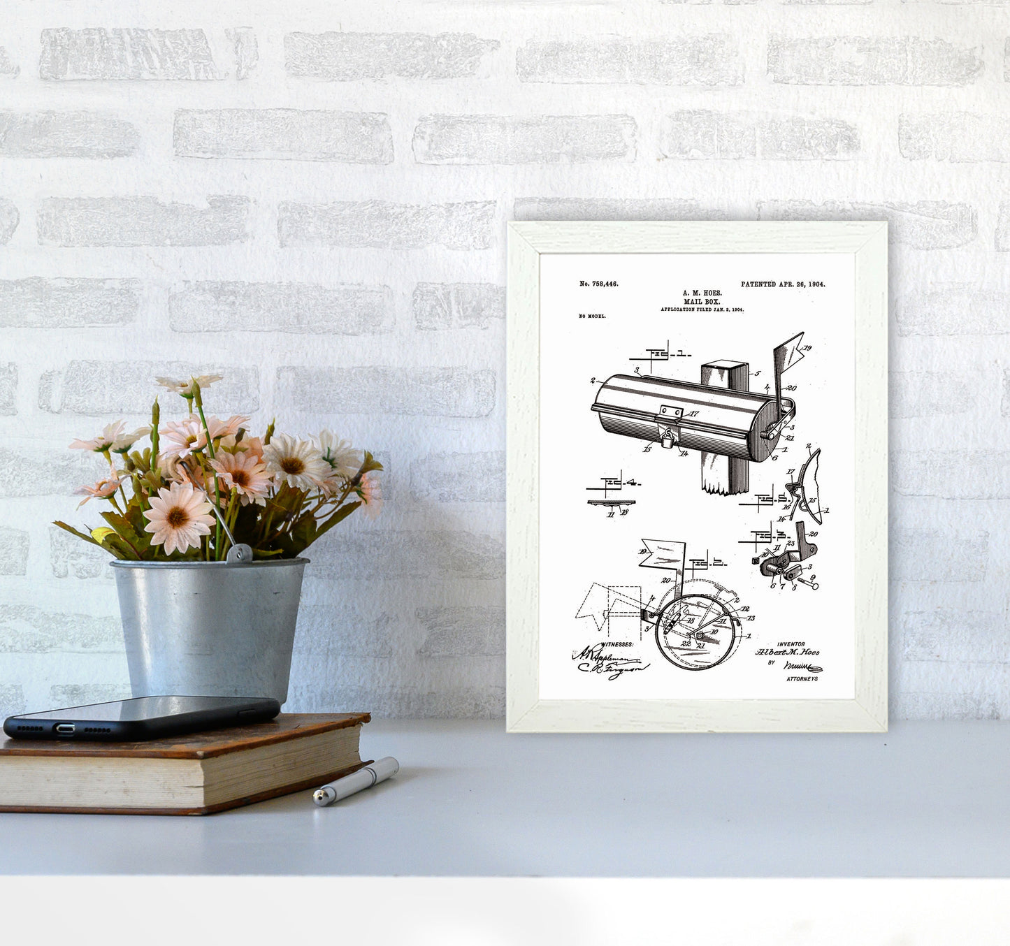 Mailbox Patent Art Print by Jason Stanley A4 Oak Frame