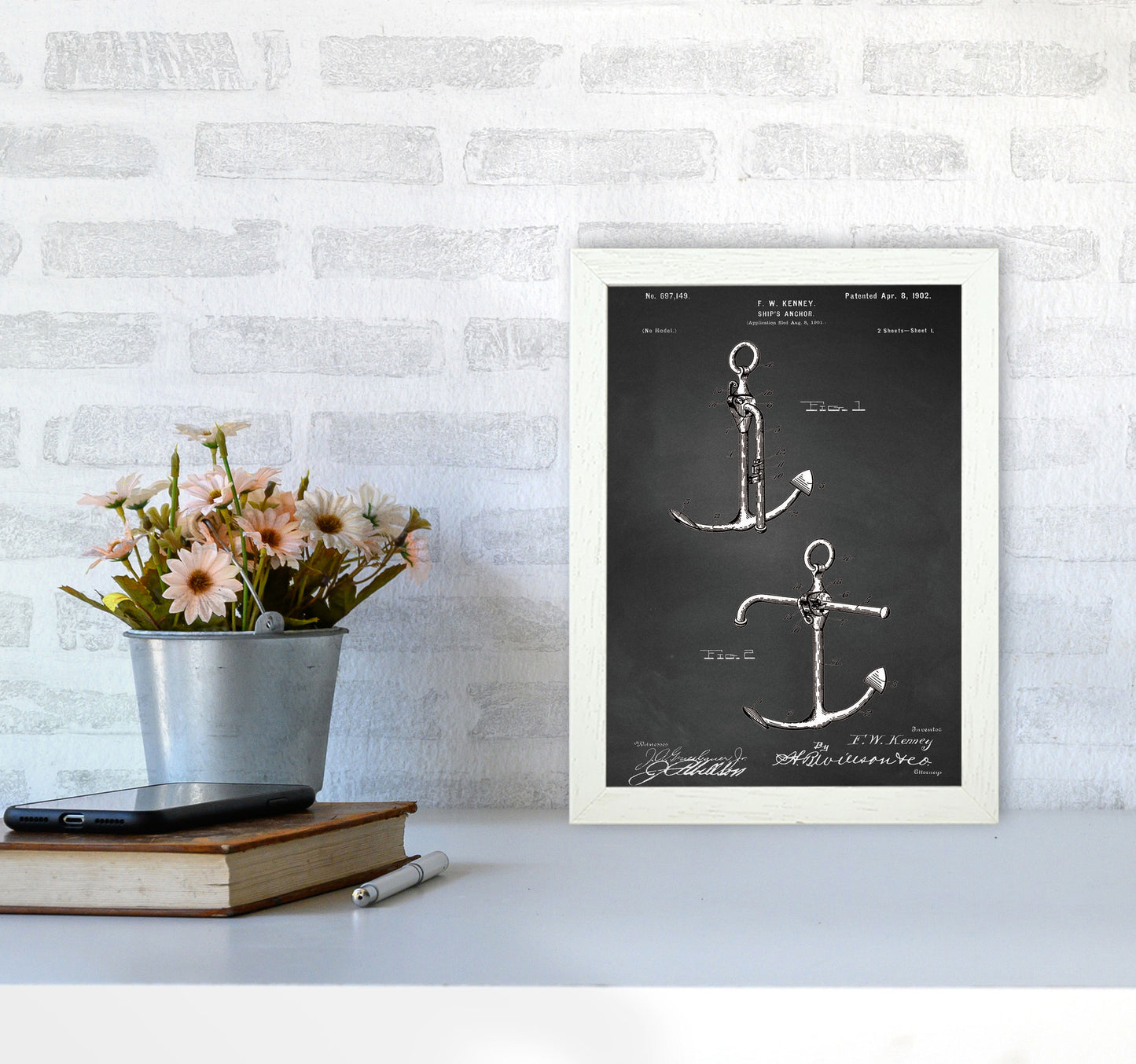 Anchor Patent 1 Art Print by Jason Stanley A4 Oak Frame