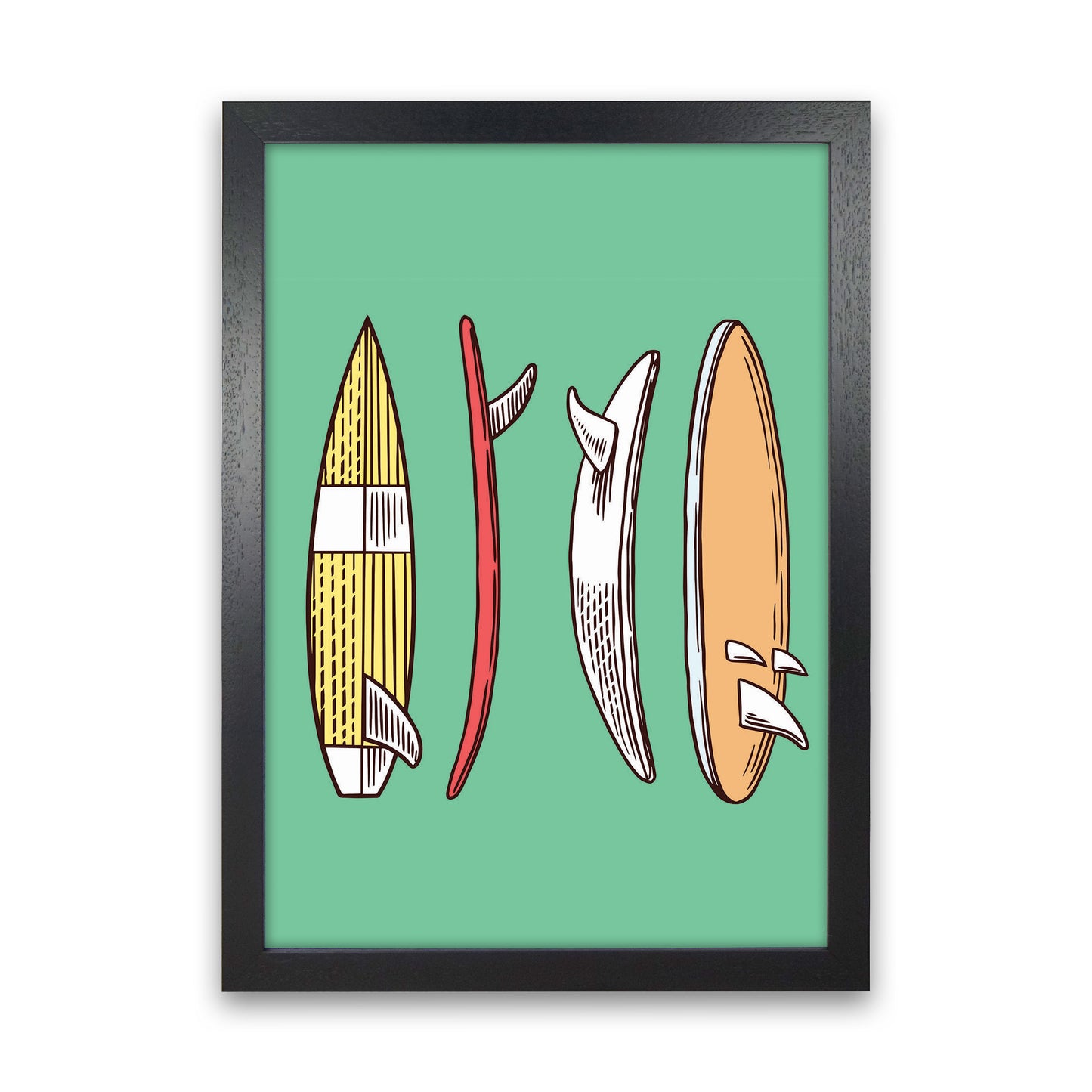 Vintage Surfboard Collection Art Print by Jason Stanley Black Grain
