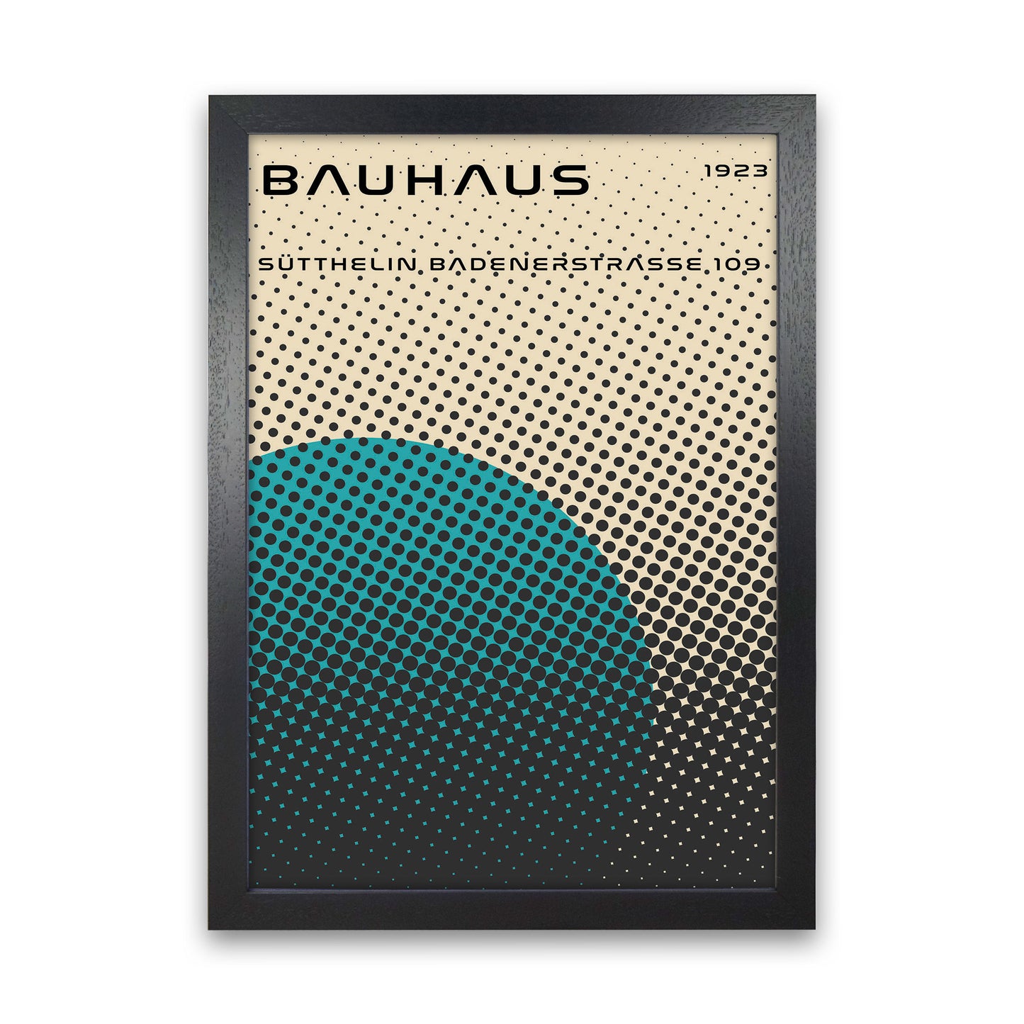 Bauhaus Geometric Teal Vibe Art Print by Jason Stanley Black Grain