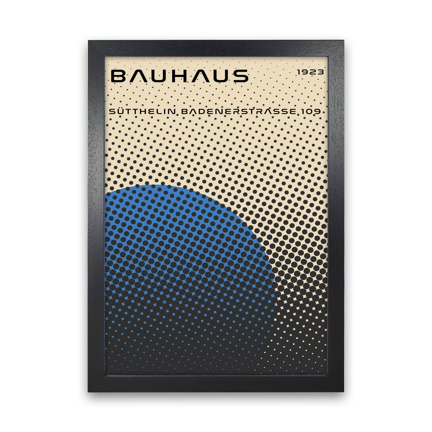 Bauhaus Geometric Blue Vibe Art Print by Jason Stanley Black Grain