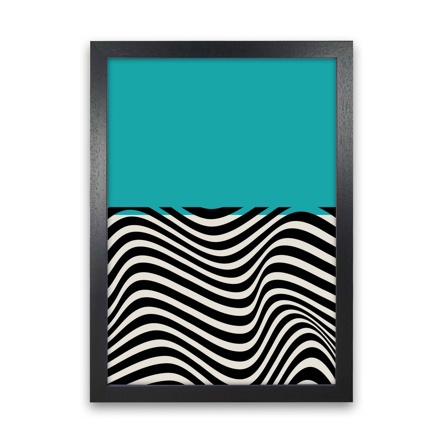 Minimal Abstract Blue Wave Art Print by Jason Stanley Black Grain