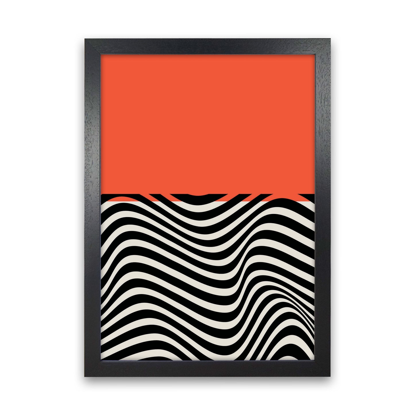 Minimal Abstract Red Wave Art Print by Jason Stanley Black Grain