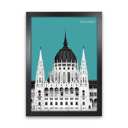 Halftone Budapest Green Art Print by Jason Stanley Black Grain