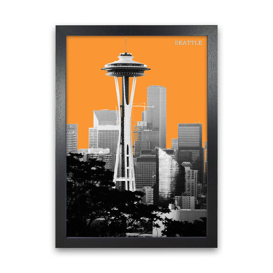 Halftone Seattle Yellow Art Print by Jason Stanley Black Grain