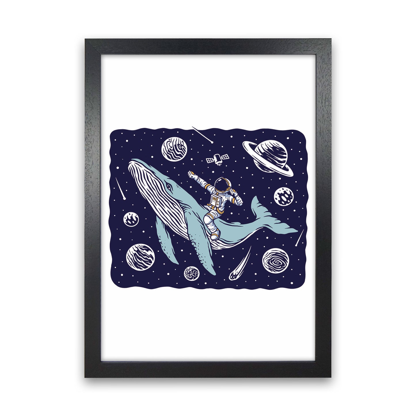 Galactic Whale Rider Art Print by Jason Stanley Black Grain
