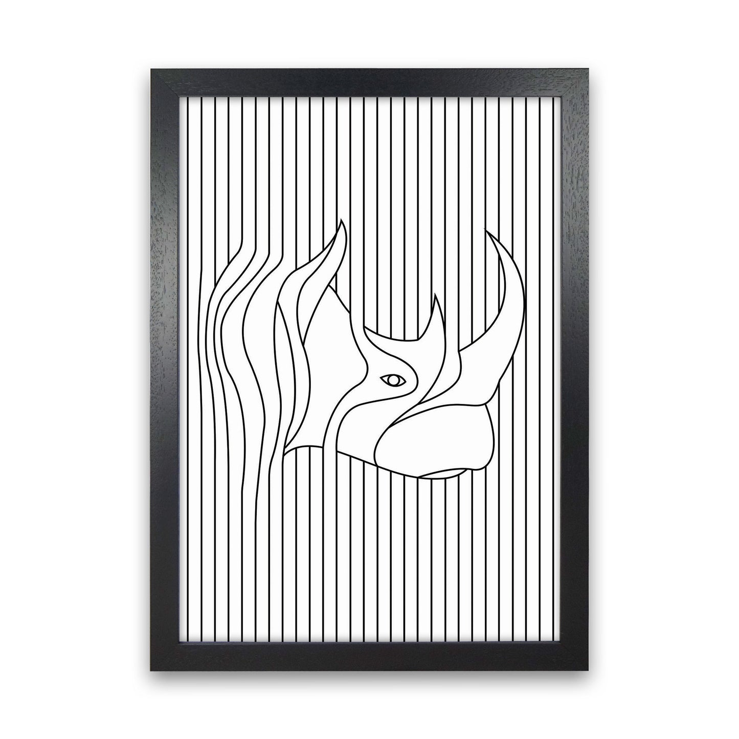 Line Drawing Rhino Art Print by Jason Stanley Black Grain