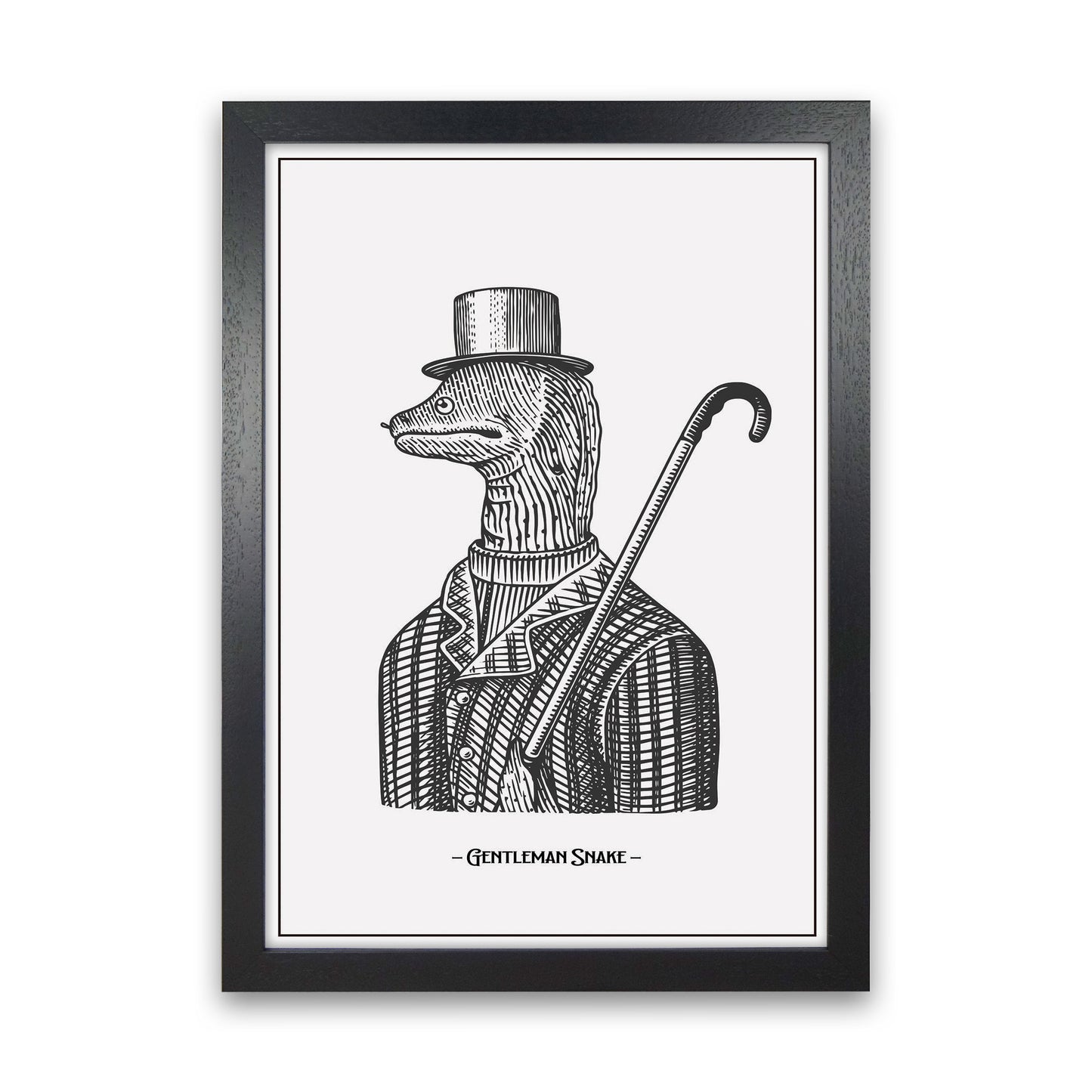 Gentlemen Snake Art Print by Jason Stanley Black Grain