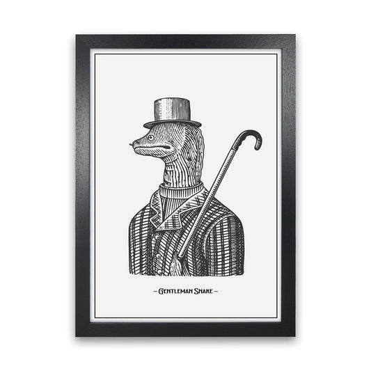 Gentlemen Snake Art Print by Jason Stanley Black Grain
