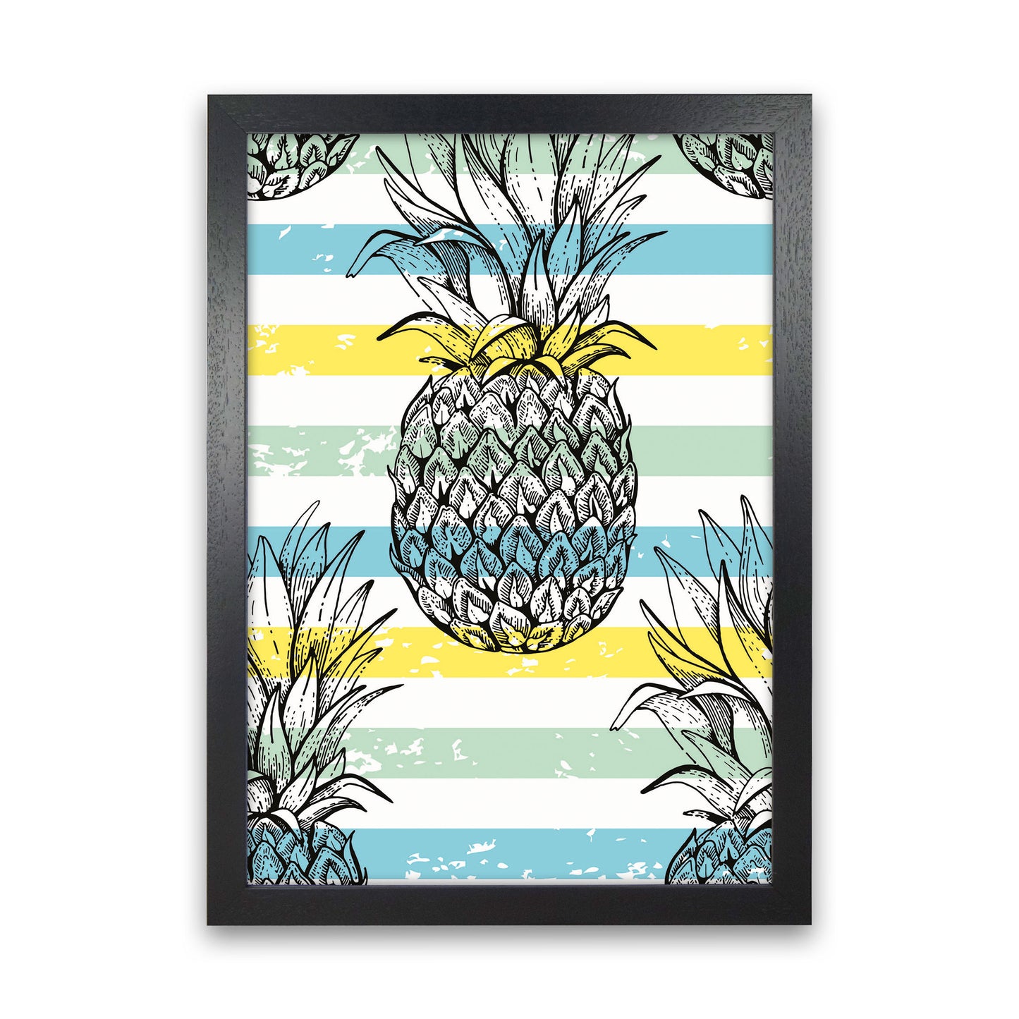 Pineapple Party Art Print by Jason Stanley Black Grain
