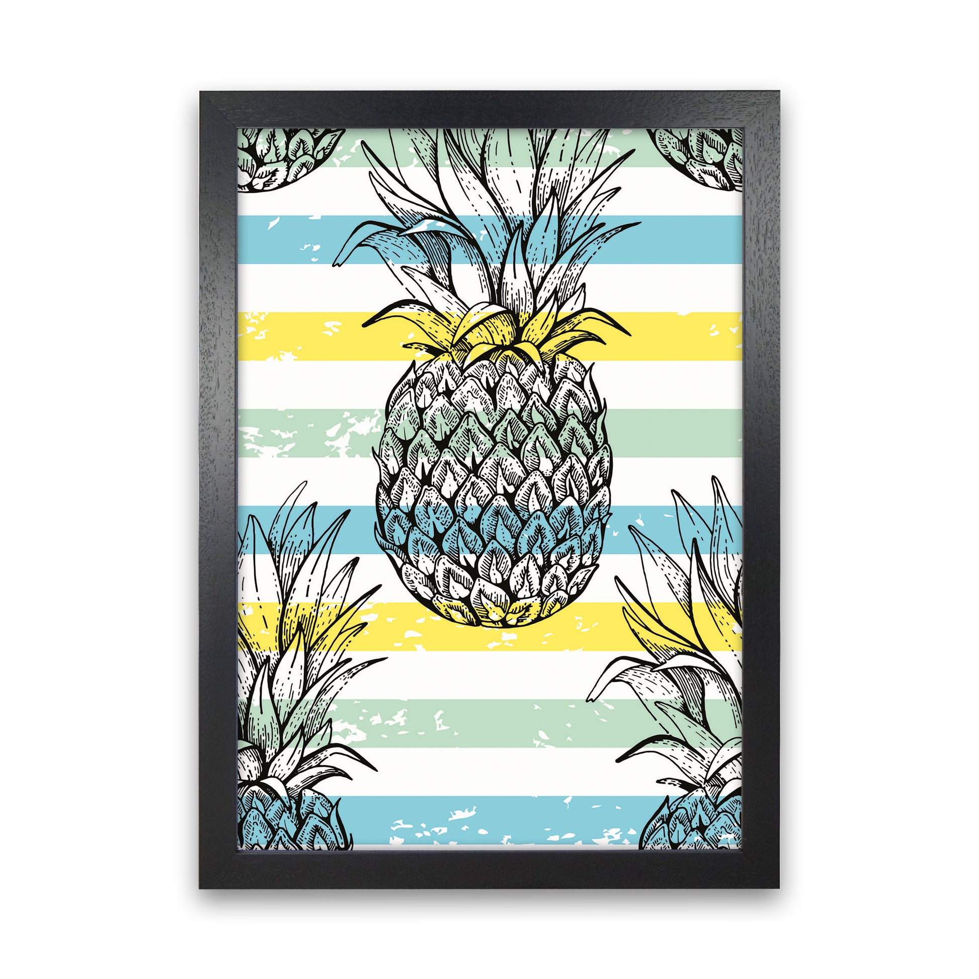 Pineapple Party Art Print by Jason Stanley Black Grain