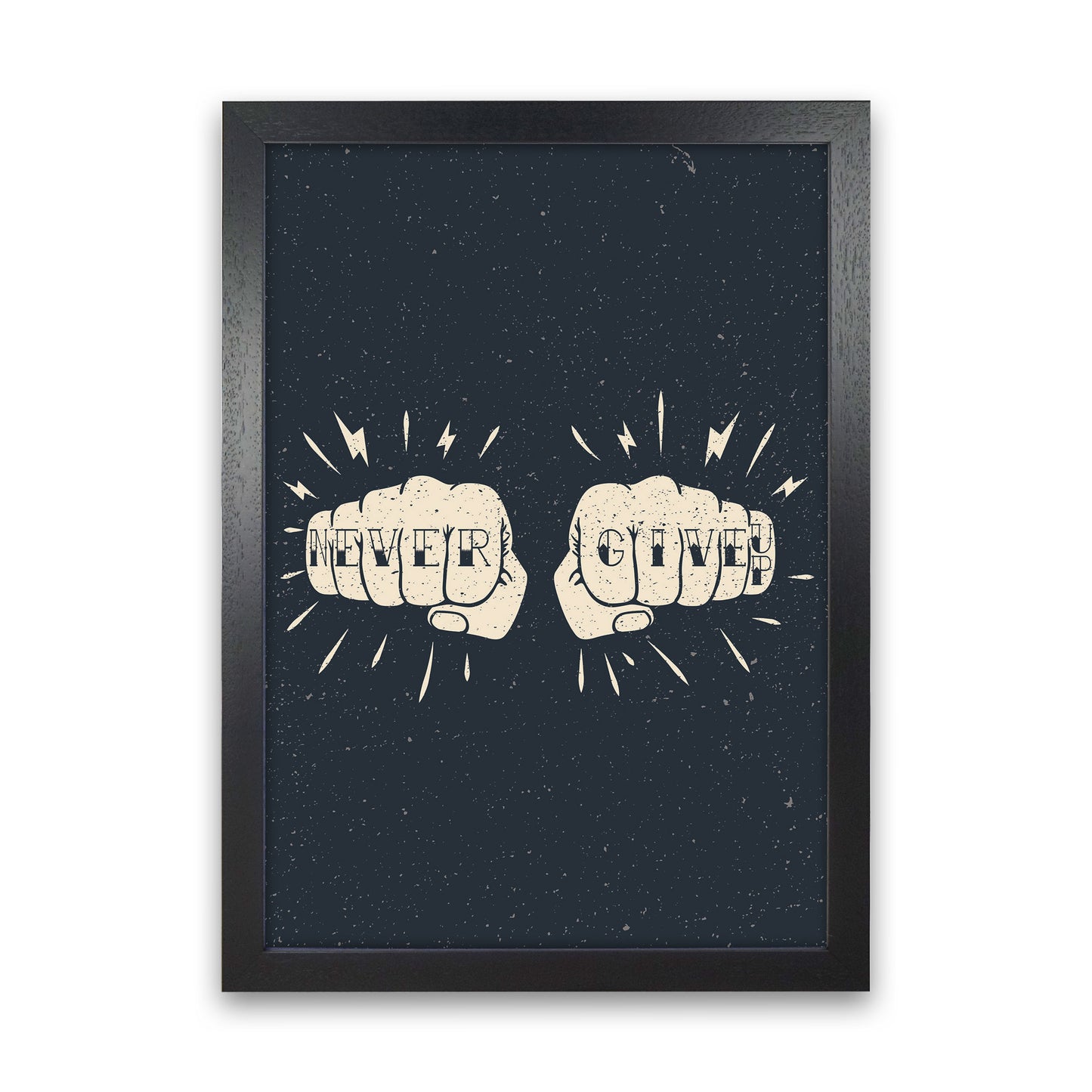 Never Give Up! Art Print by Jason Stanley Black Grain