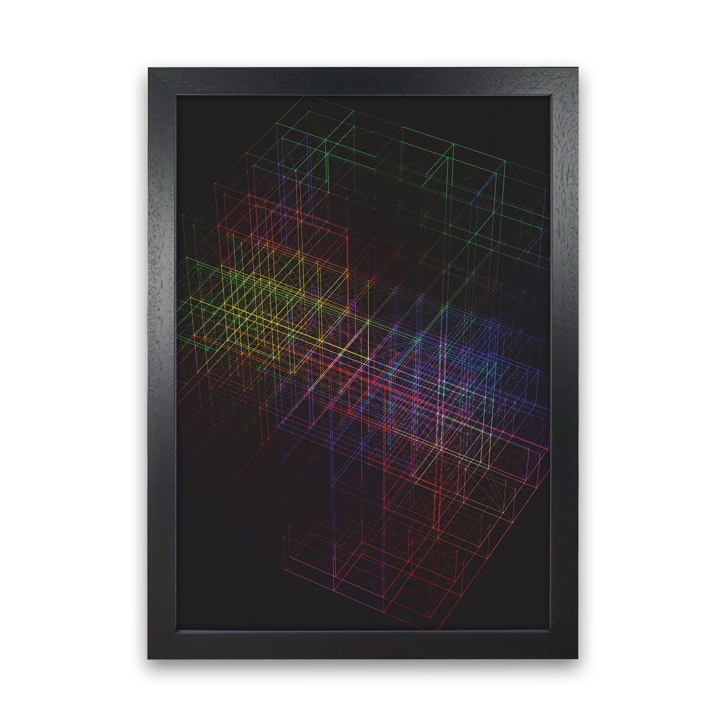 Laser Cube Art Print by Jason Stanley Black Grain