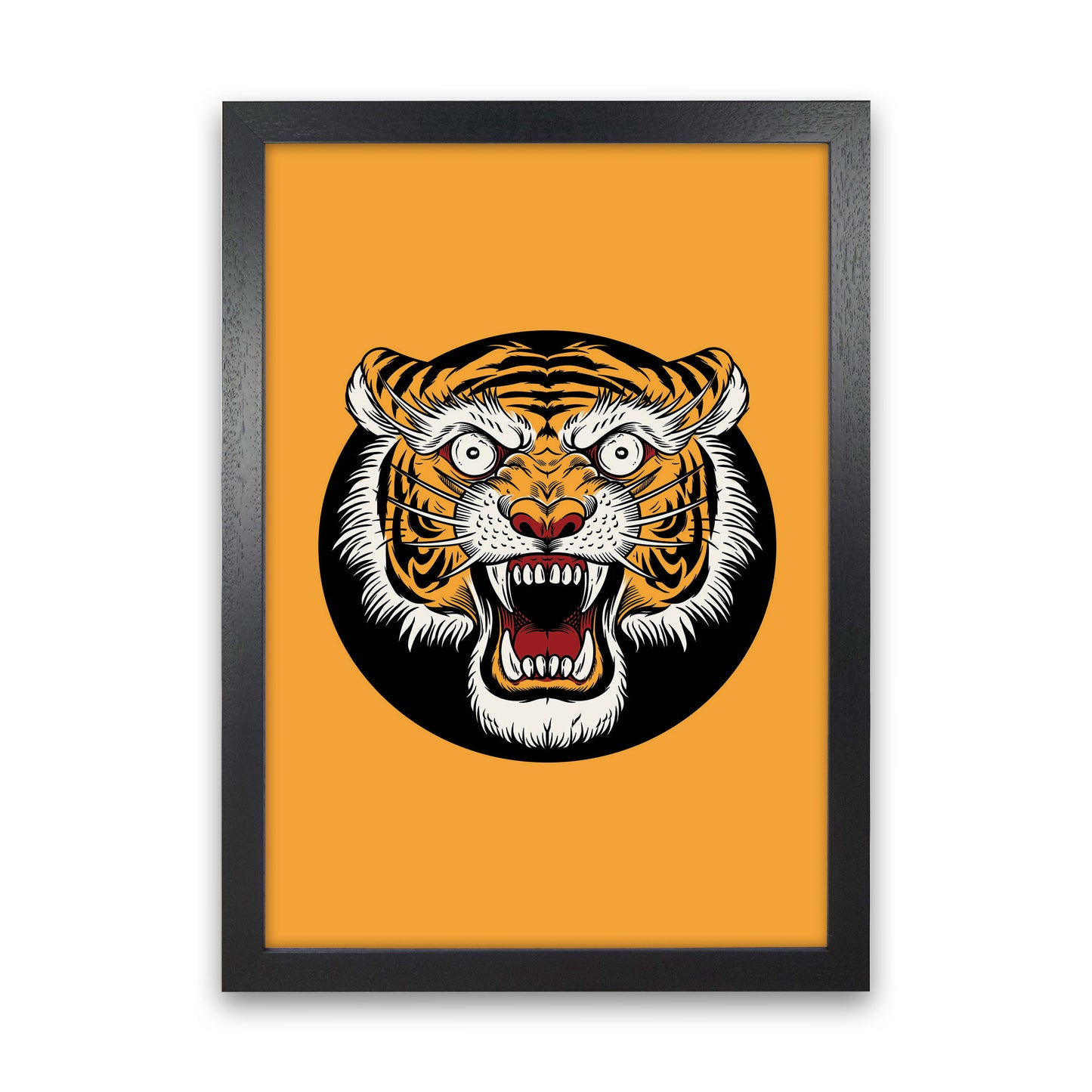 Vintage Tiger Art Print by Jason Stanley Black Grain