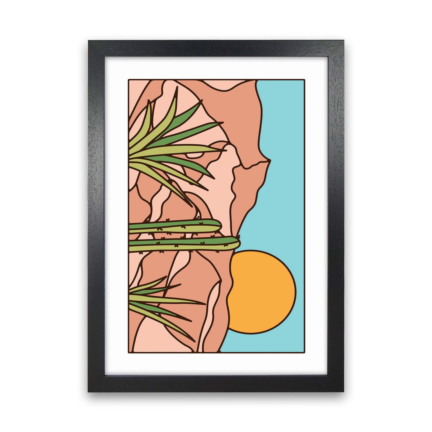 Minimal Desert Sunset Landscape Art Print by Jason Stanley Black Grain