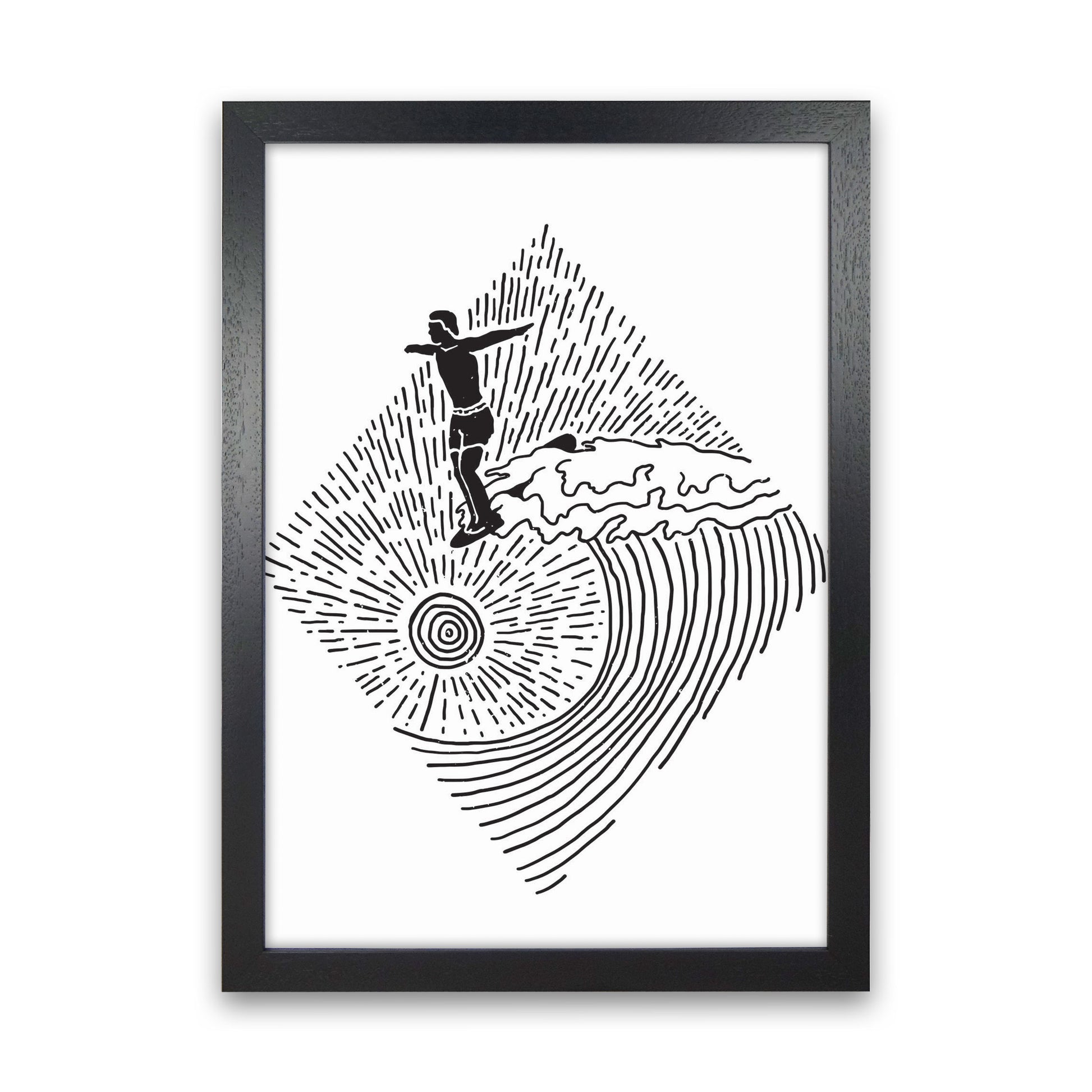 Surfer Line Drawing Art Print by Jason Stanley Black Grain