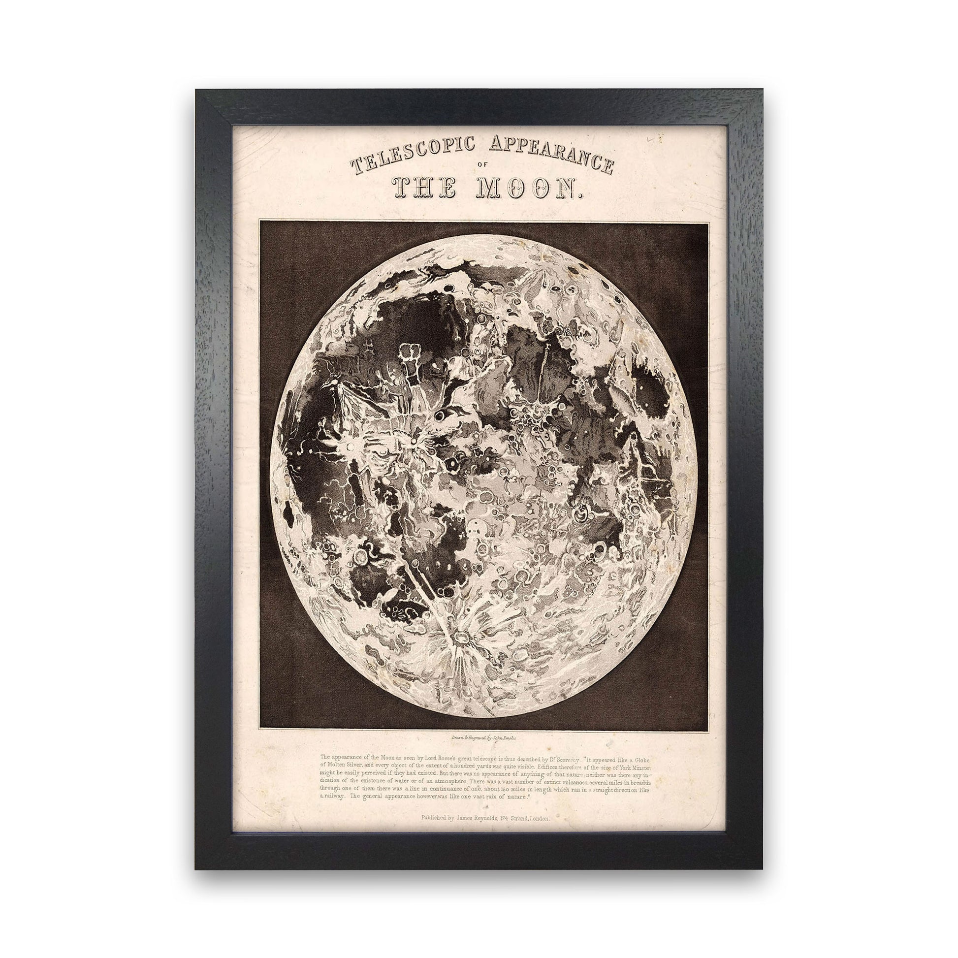 Telescopic Appearance Of The Moon Art Print by Jason Stanley Black Grain