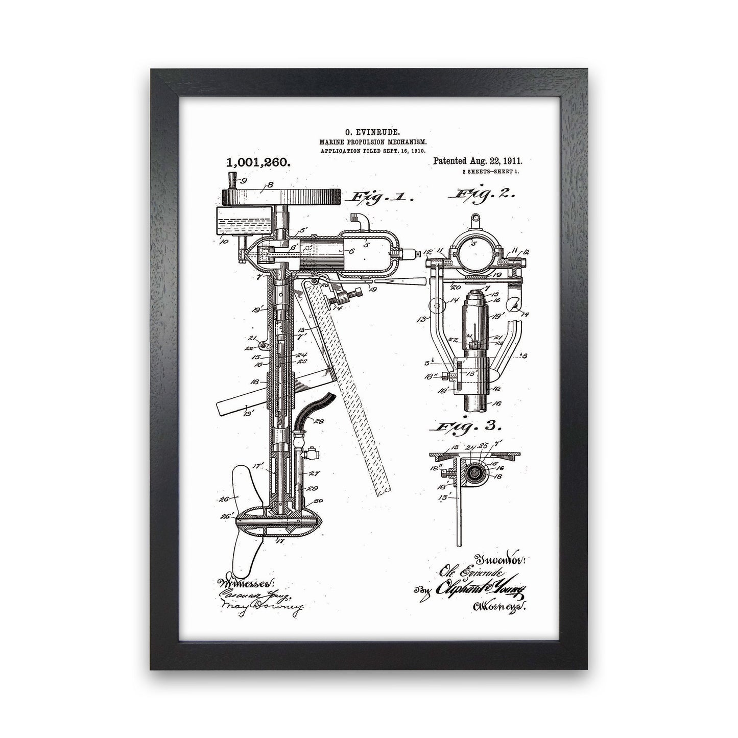 Outboard Boat Propeller Patent Art Print by Jason Stanley Black Grain