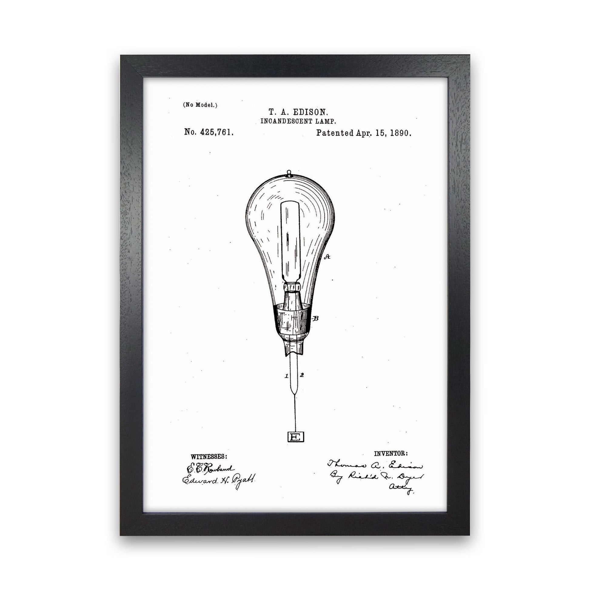 Incandescent Light Bulb Patent Art Print by Jason Stanley Black Grain