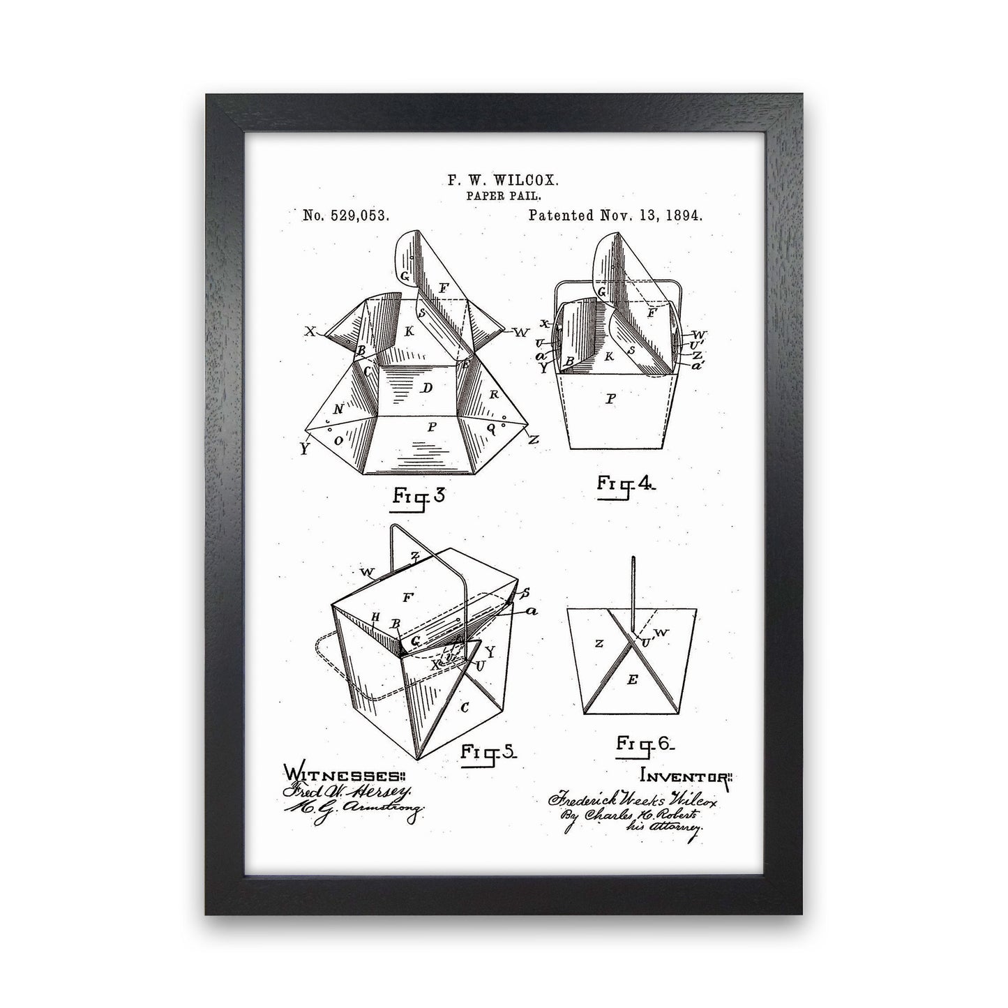 Chinese Take Out Box Patent Art Print by Jason Stanley Black Grain